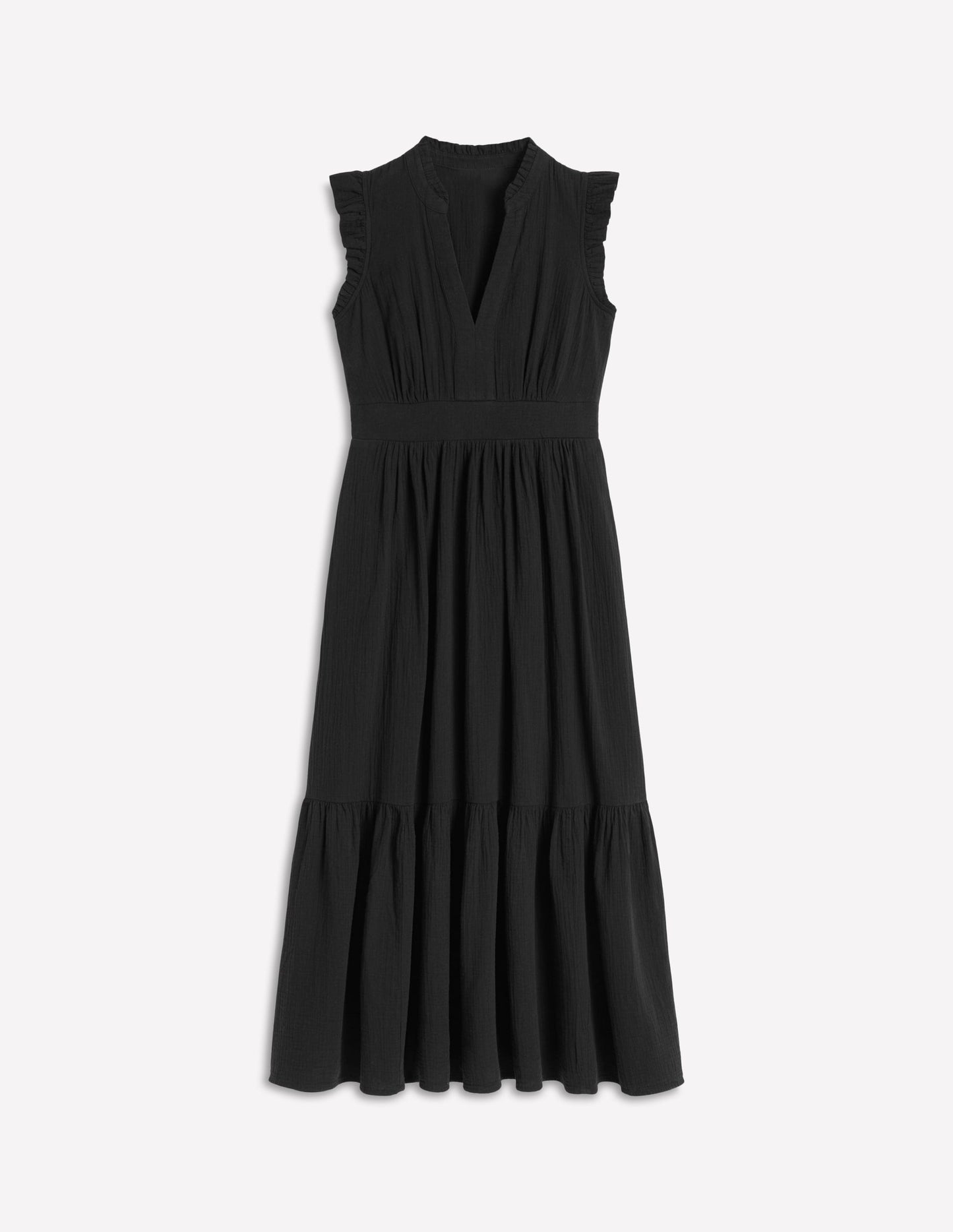 Wren Double Cloth Midi Dress-Black