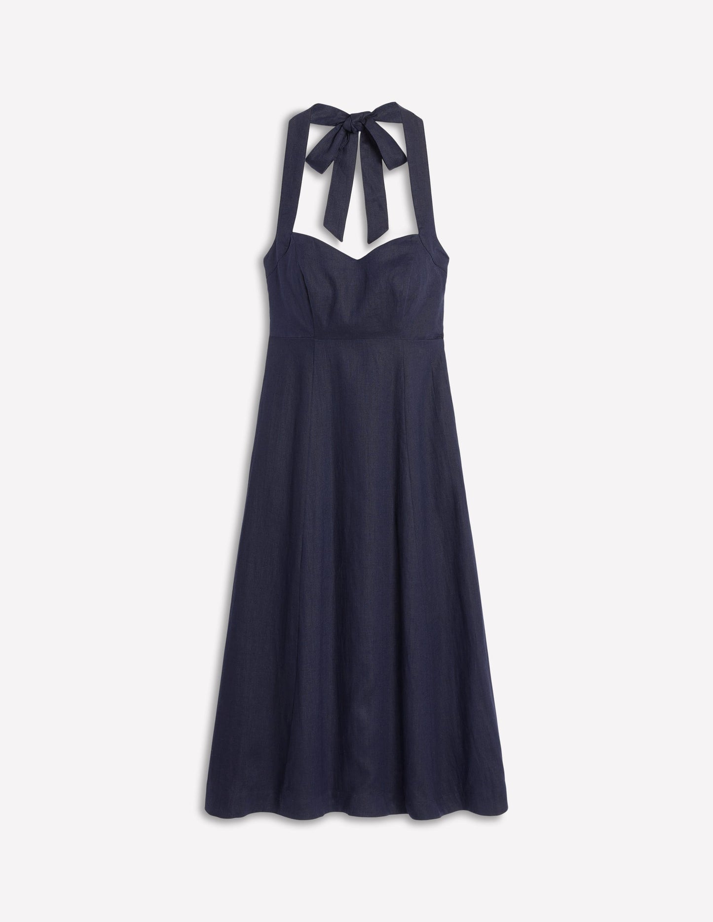 Halter Linen Dress-Navy