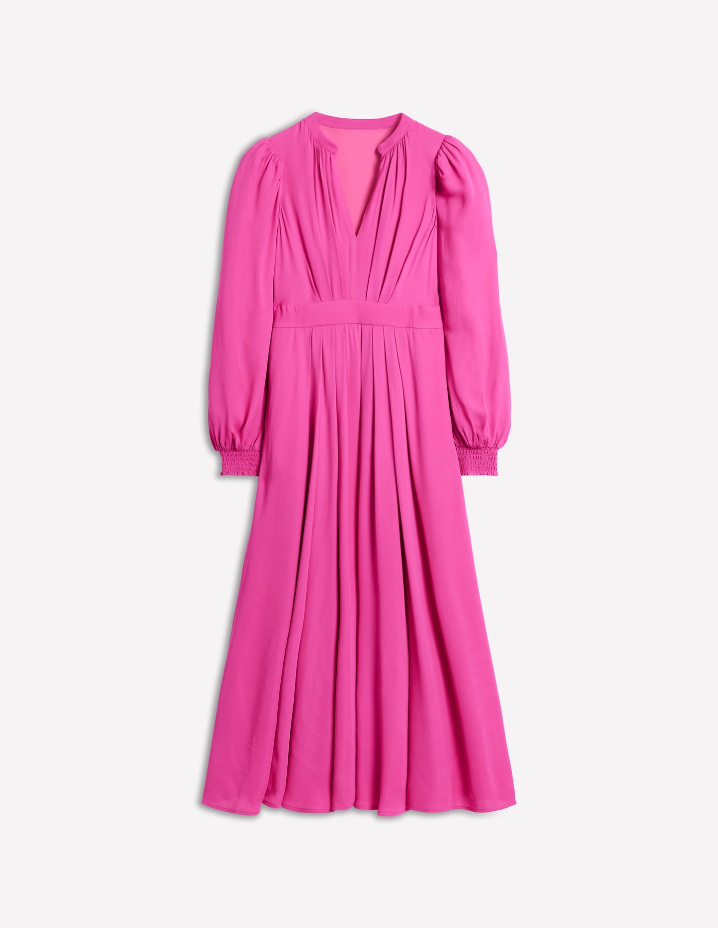 Pleat Detail Blouson Dress-Cosmos Pink