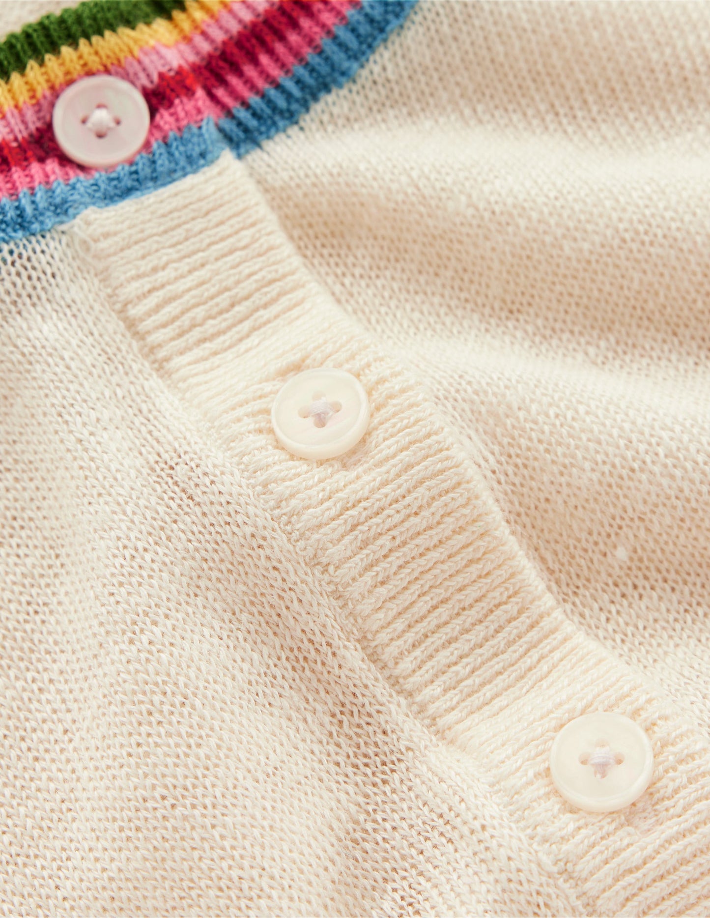 Josie Cropped Linen Cardigan-Warm Ivory, Multi Stripe