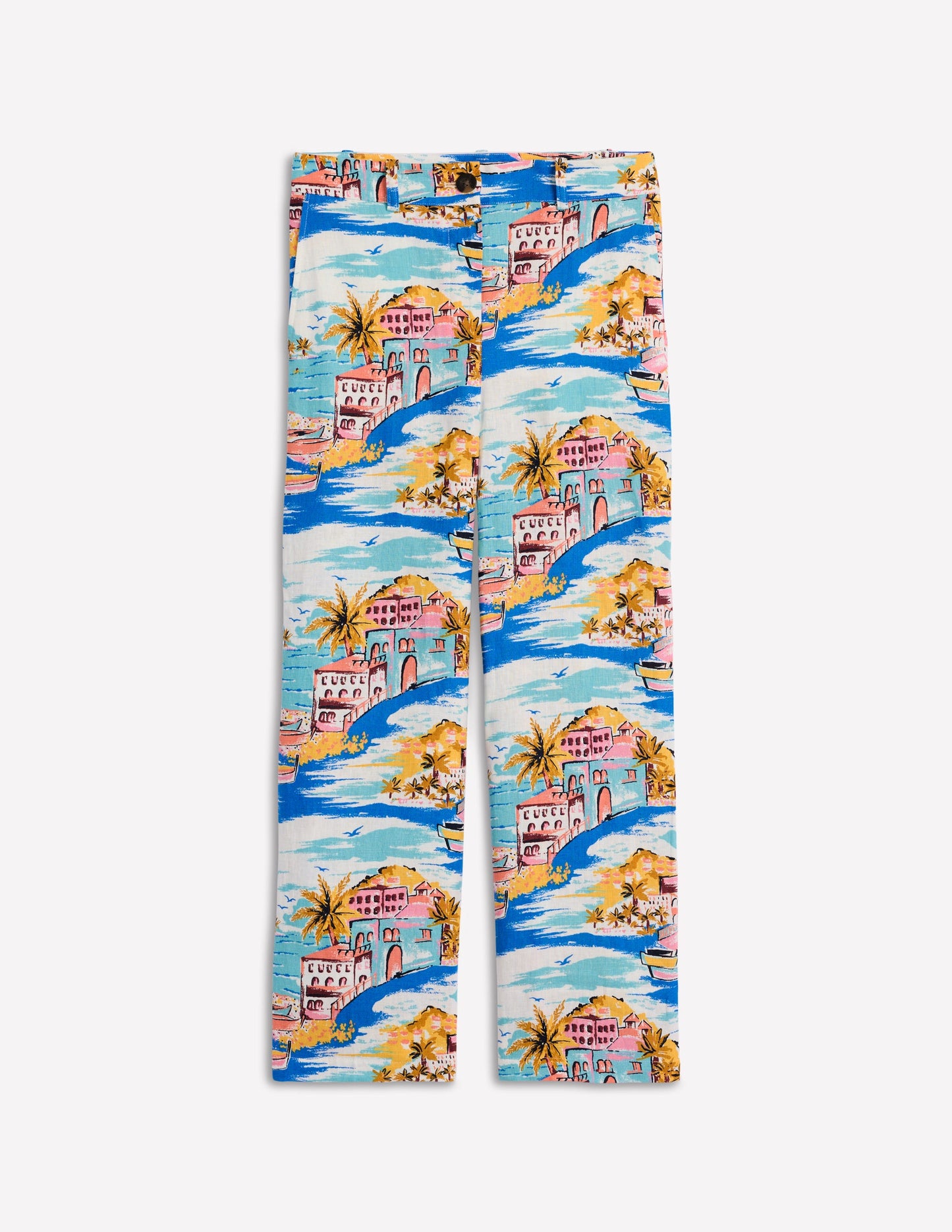 Westbourne Crop Linen Pants-Multi, Paradise Bay