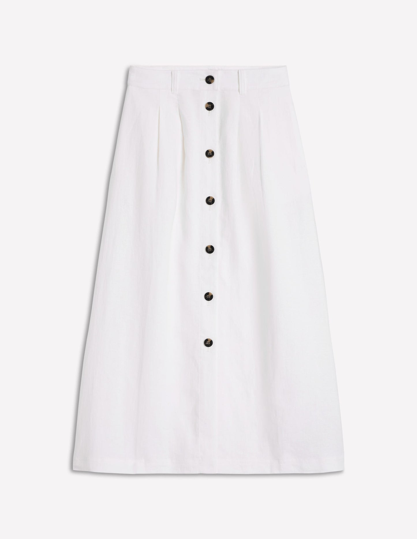 Thomasina Linen Midi Skirt-White