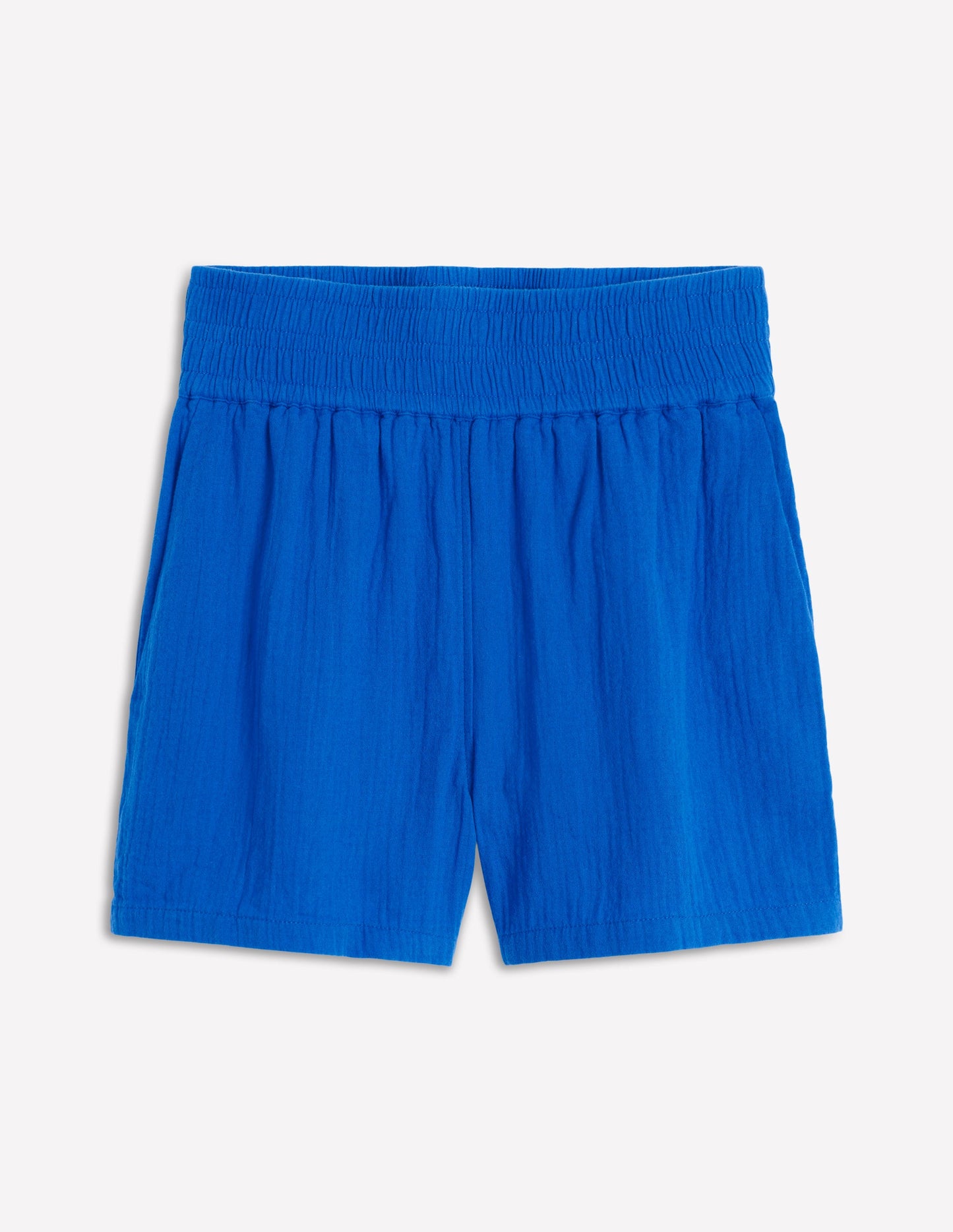 Smocked Double Cloth Shorts-Gallery Blue