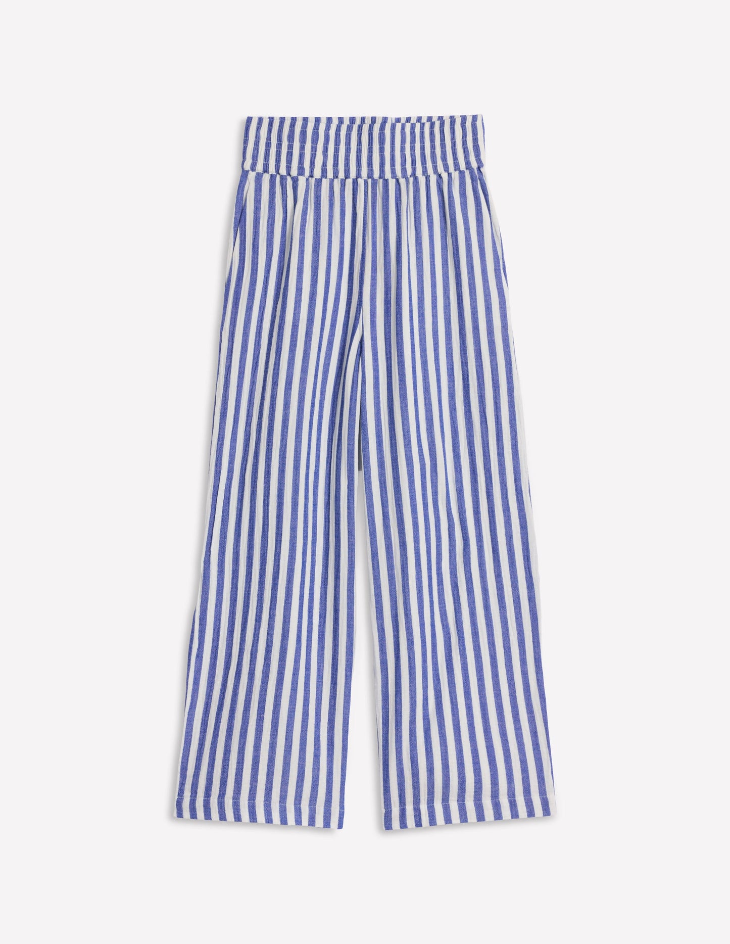 Cropped Double Cloth Pants-Bright Blue Stripe