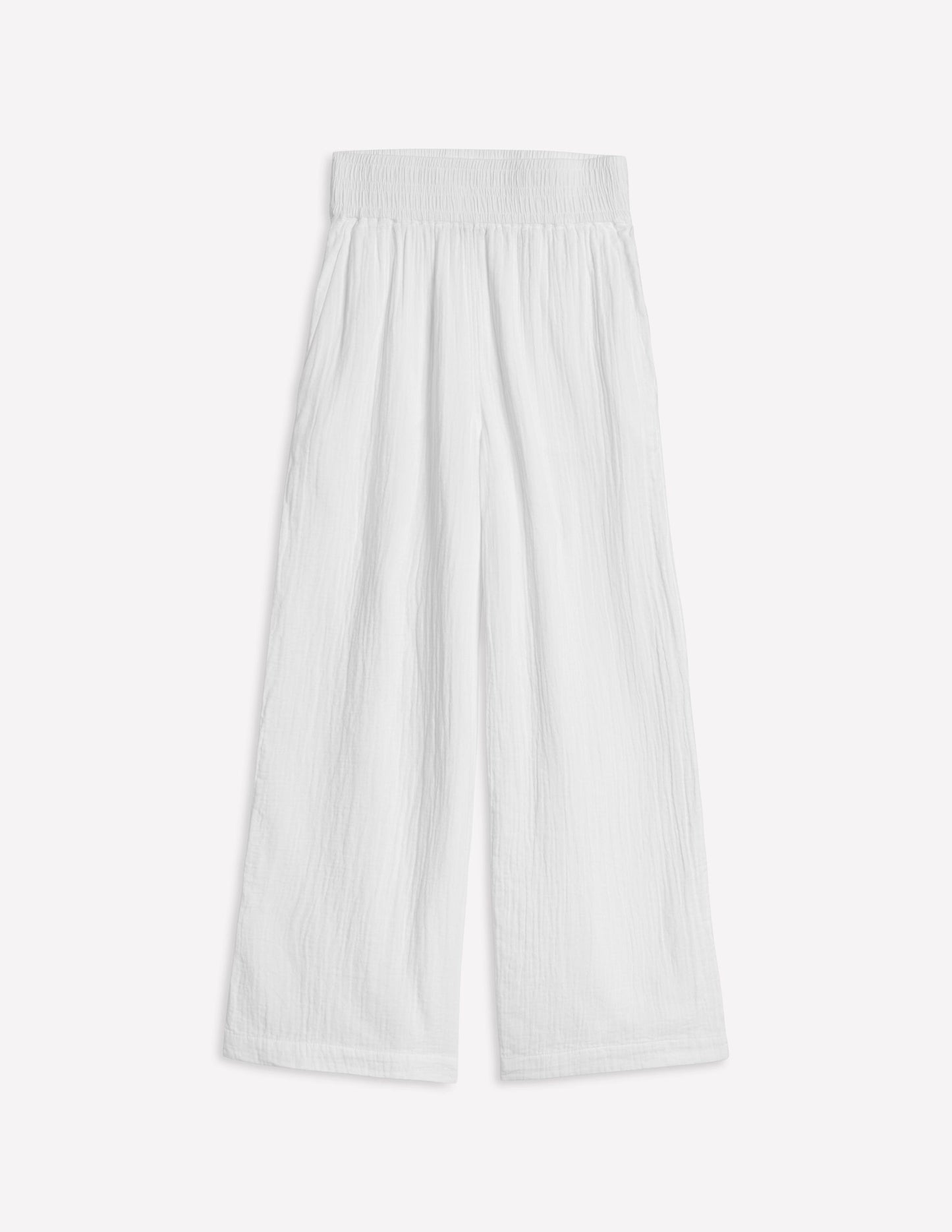 Cropped Double Cloth Pants-White