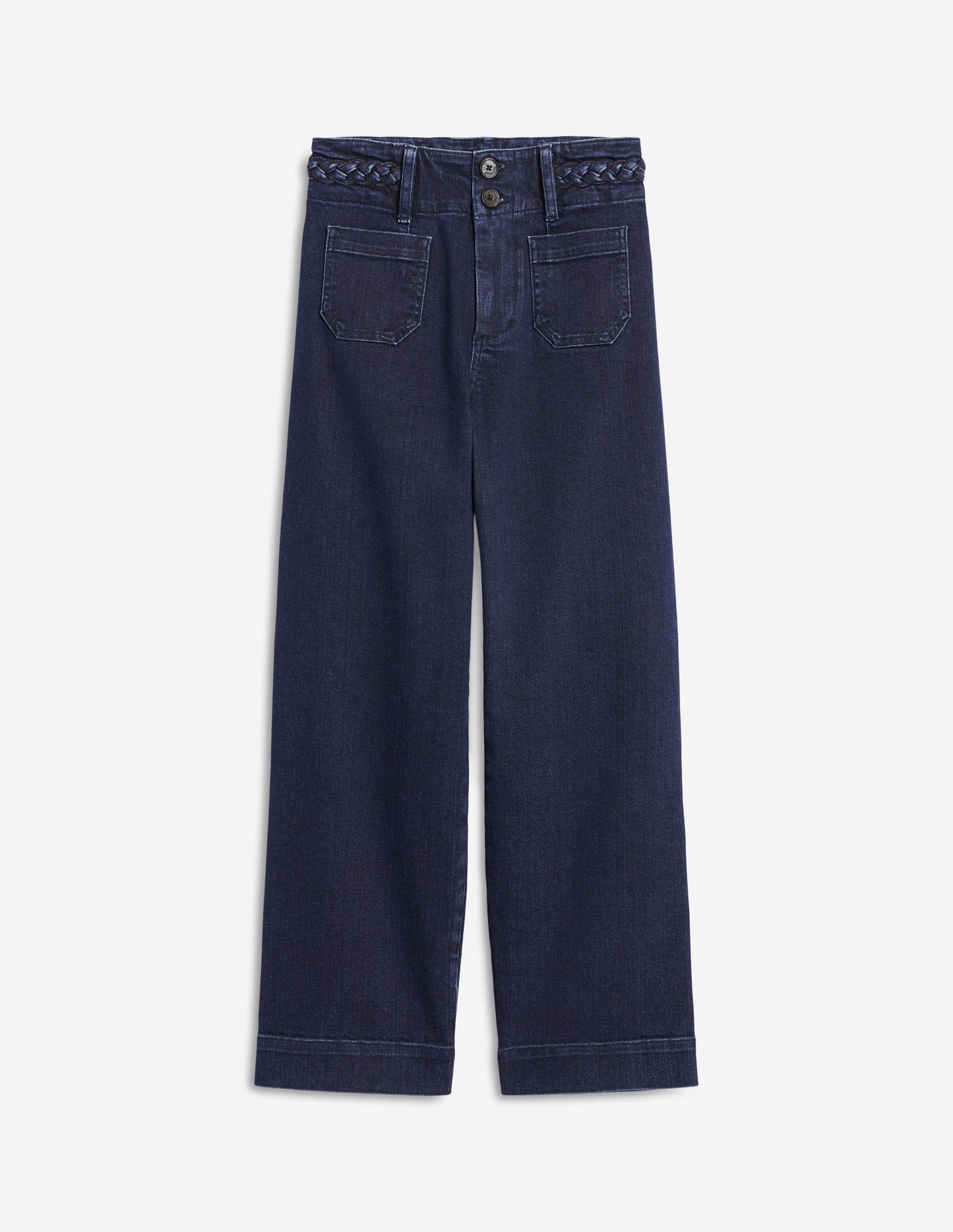 Patch Pocket Cropped Pants-Indigo Braid