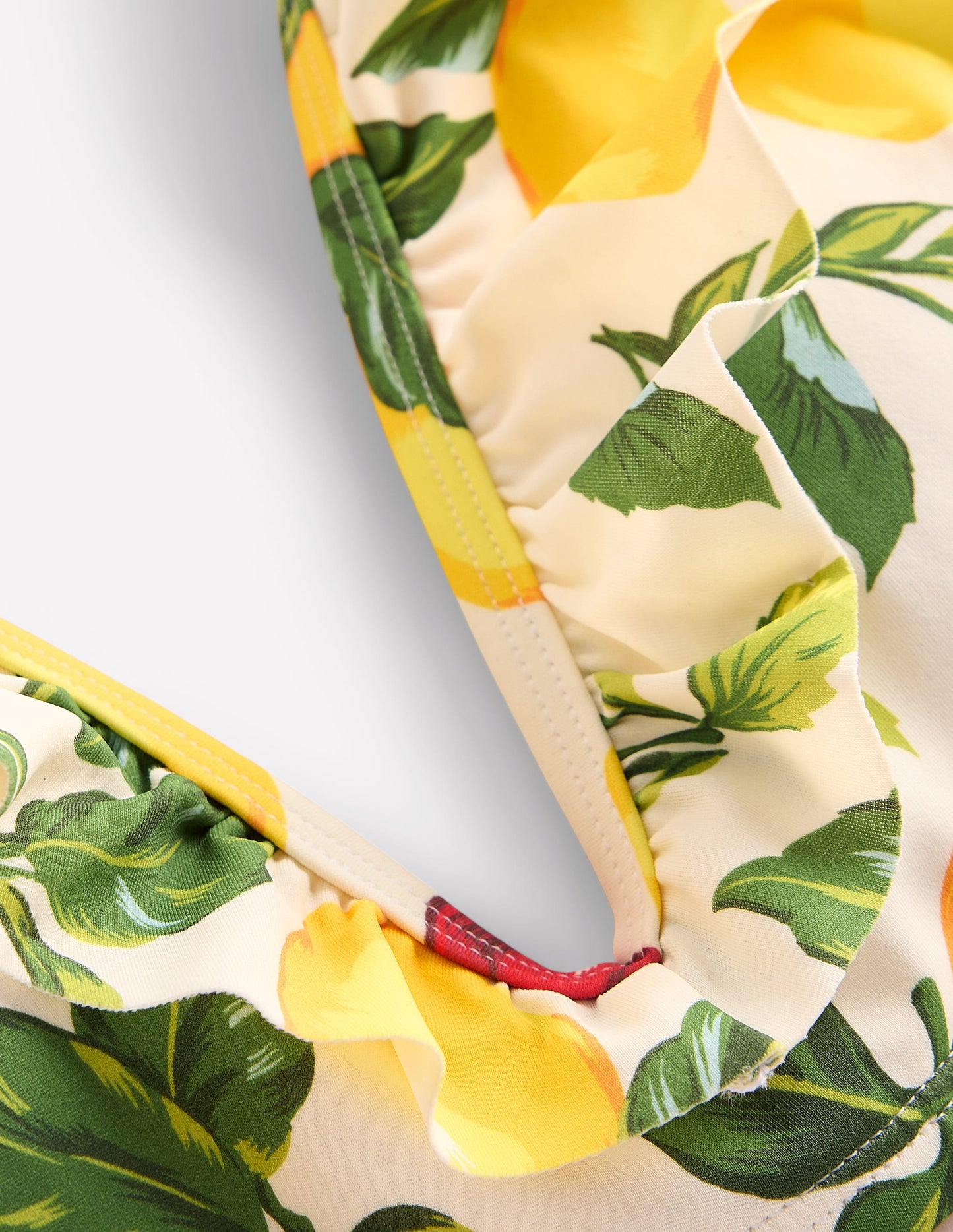 Evia Ruffle Bikini Top-Ivory, Cherries and Lemons