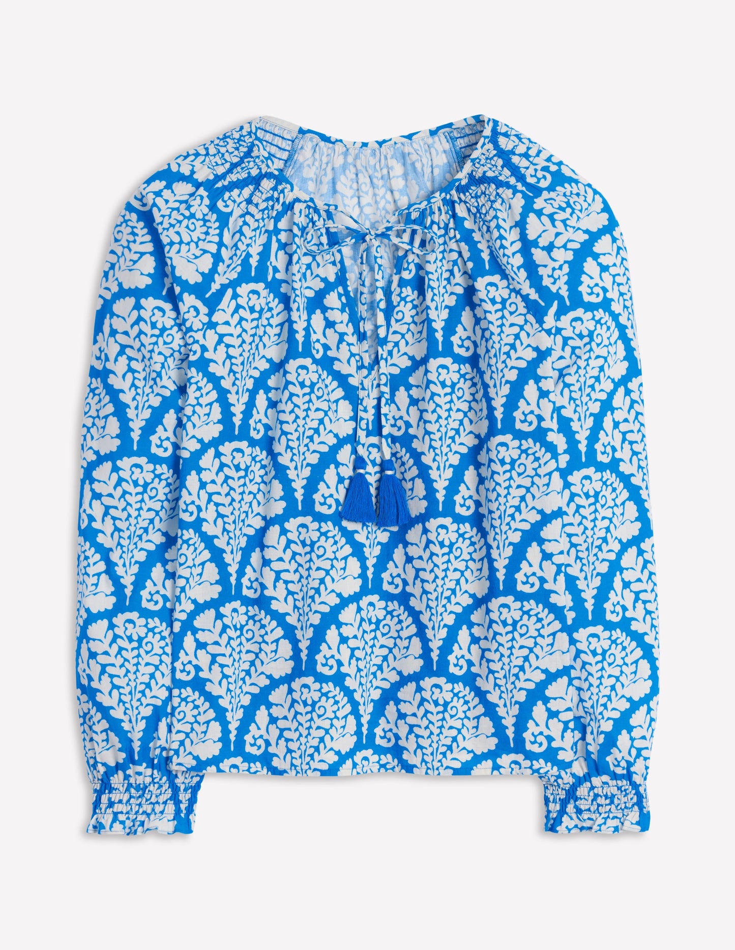 Easy Cotton Blouse-Cerulean Blue, Blossomy