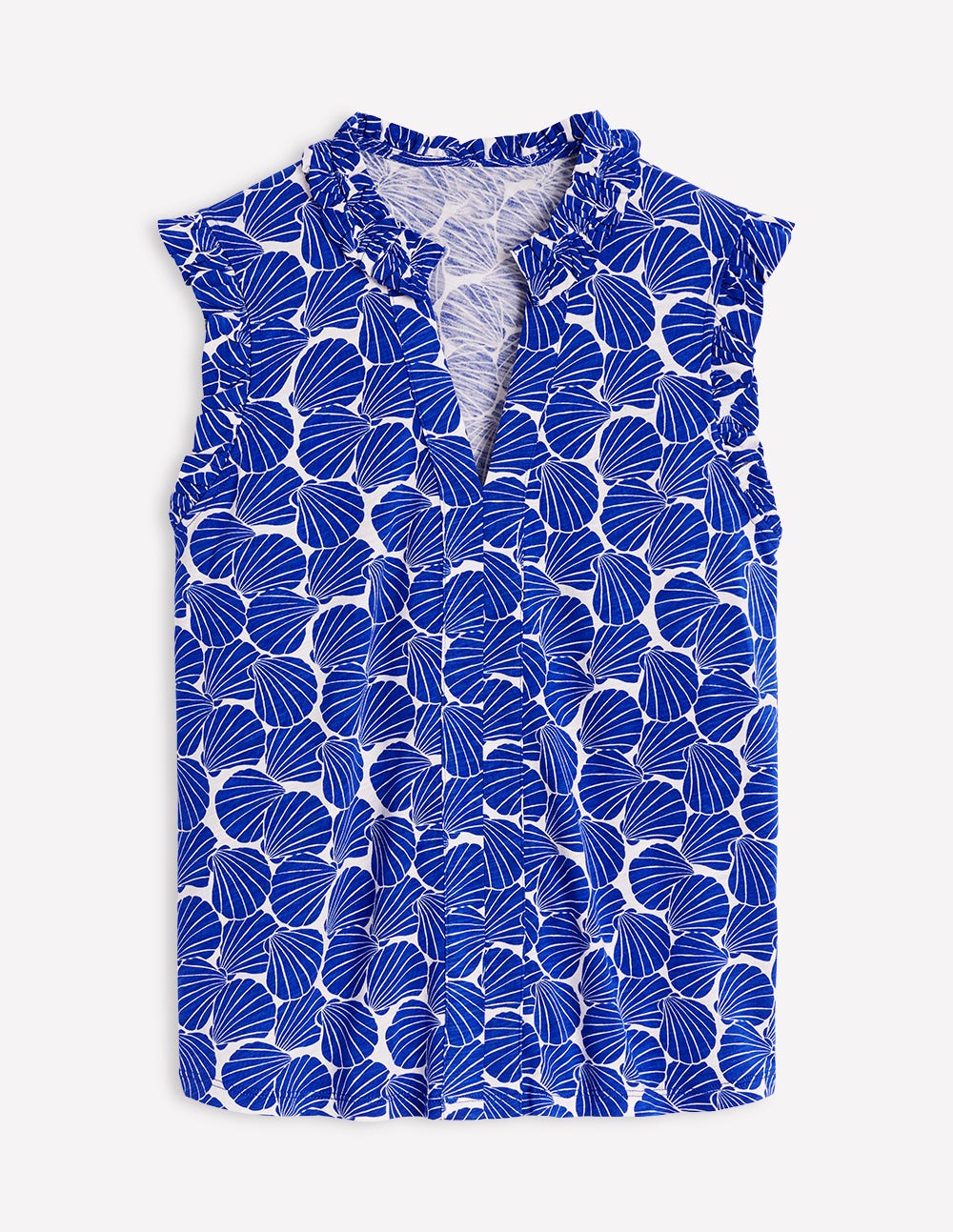 Lola Sleeveless Top-Bright Blue, Seashell