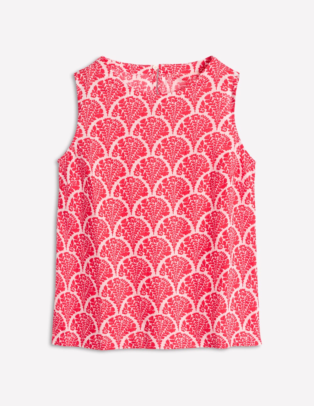 Linen Shell Top-Jam Red, Blossomy