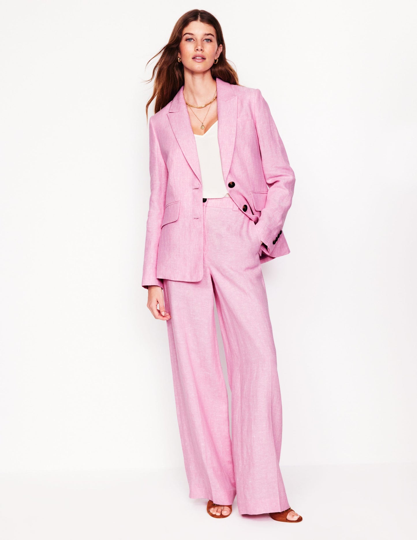 Stamford Linen Blazer-Moonlite Mauve Chambray