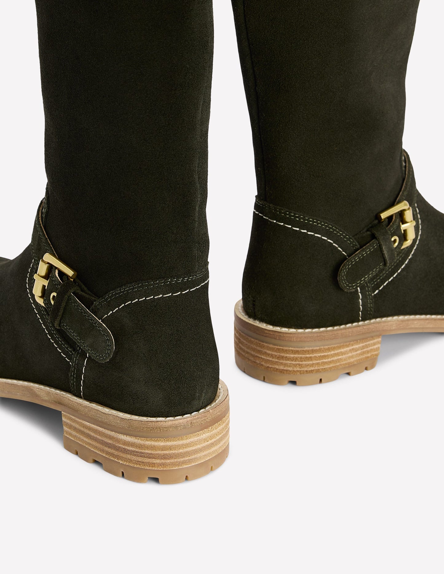 Buckle Knee High Boots-Woodland Green