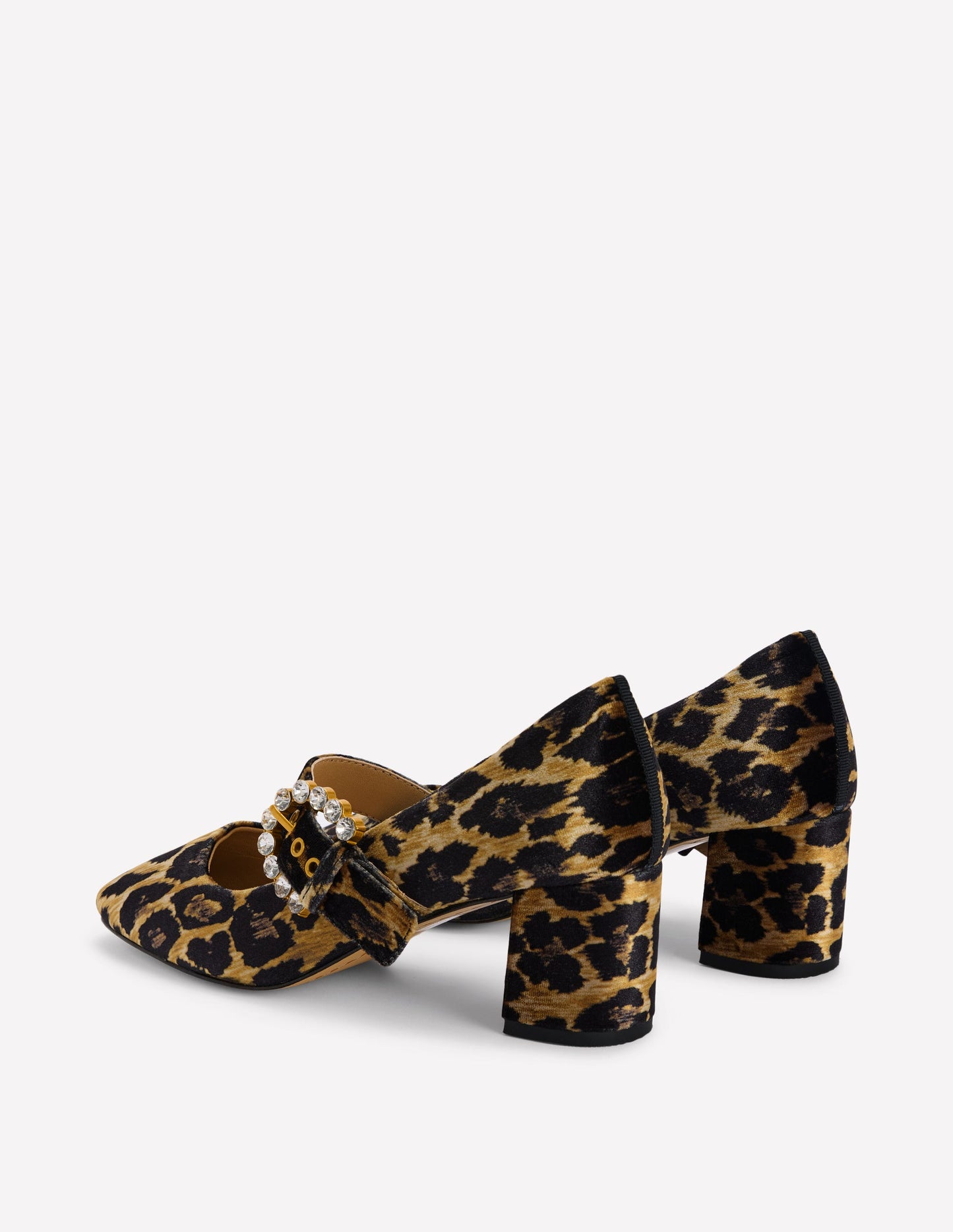 Heeled Buckle Mary Janes-Leopard