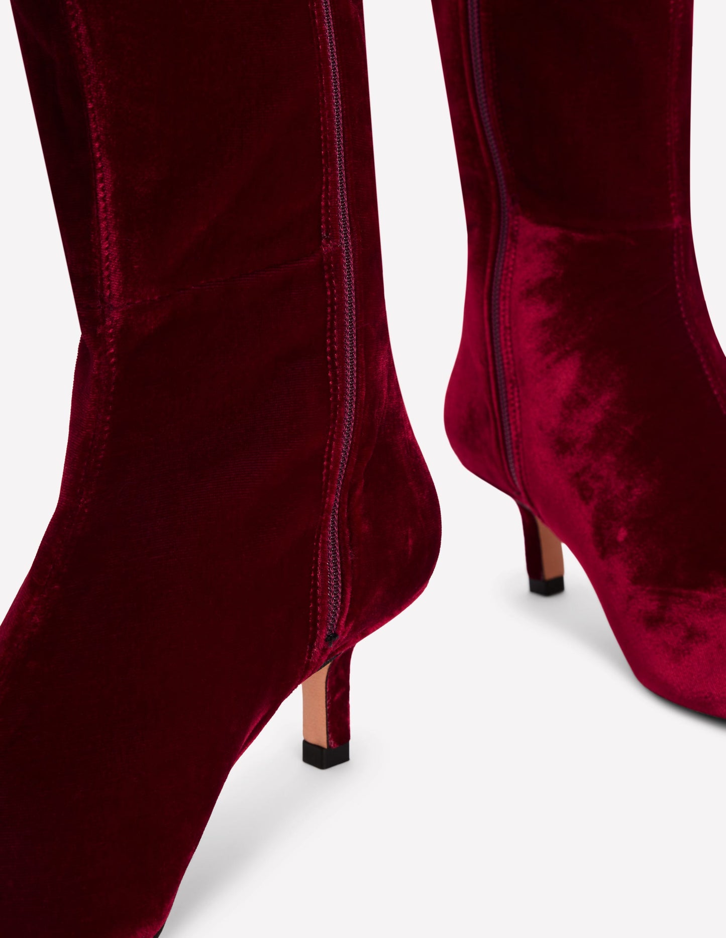 Kitten Heel Knee High Boots-Ruby Red