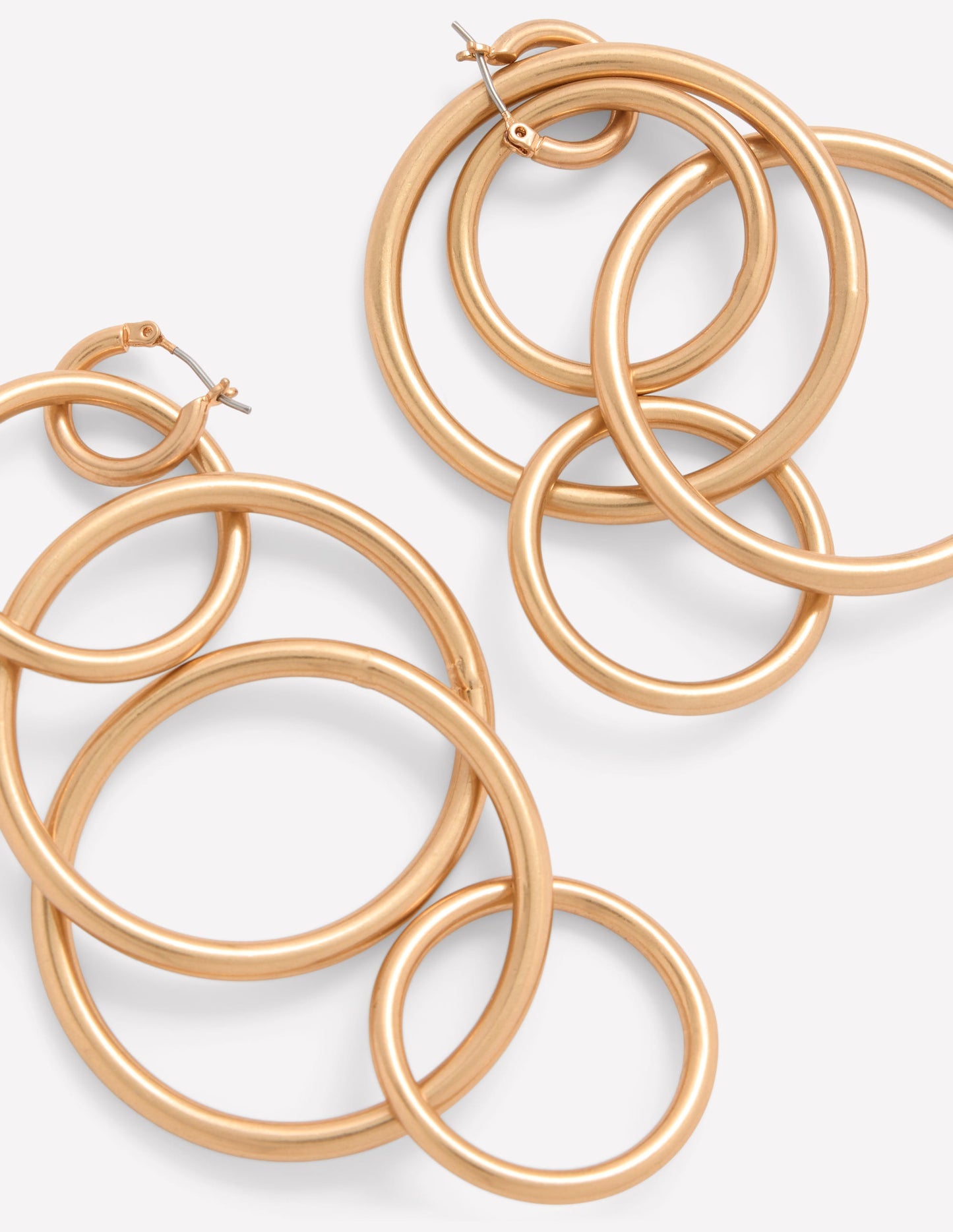 Multi Ring Drop Earrings-Gold Colour