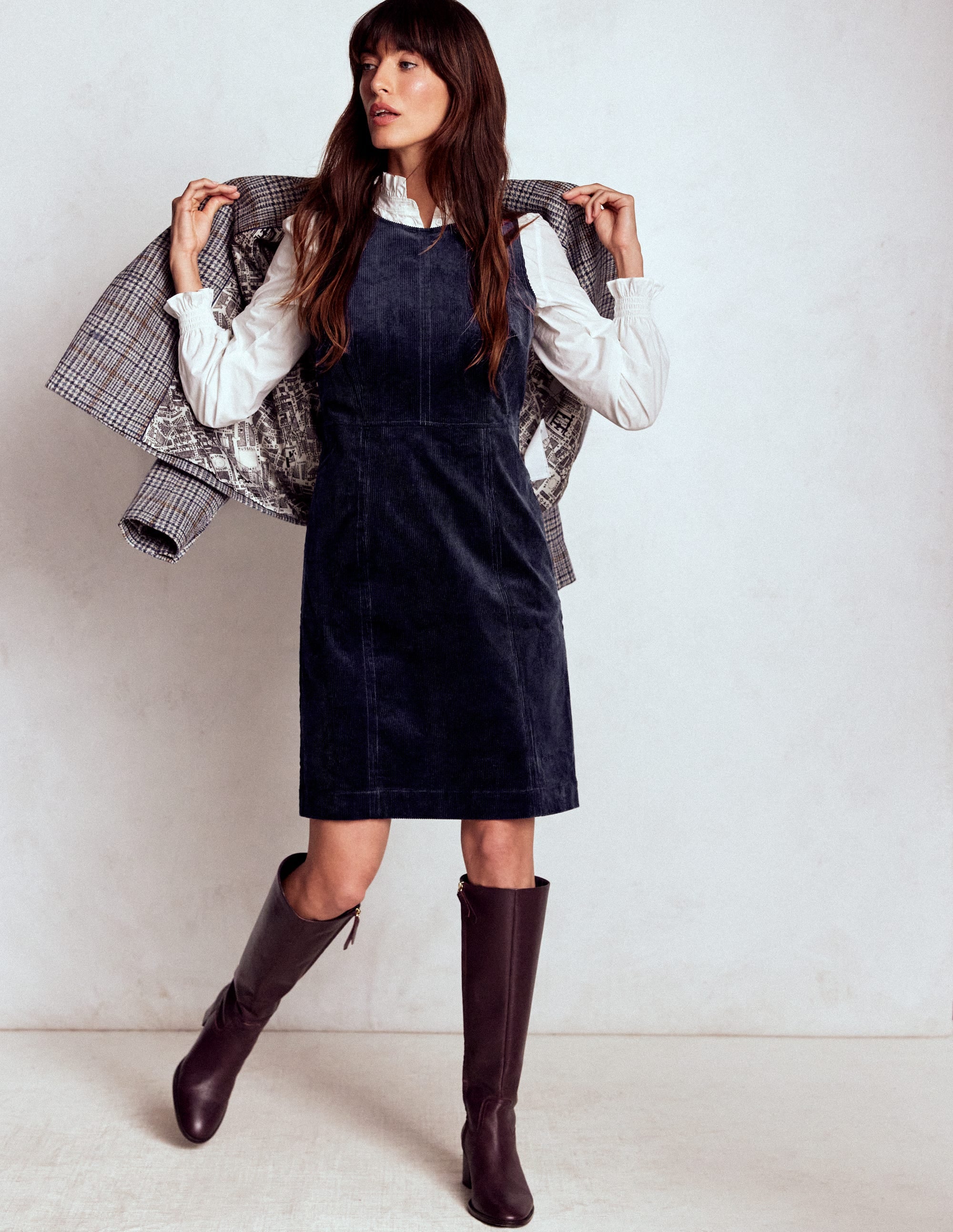 Annie Cord Shift Dress-Navy | Boden USA Annie Cord Shift Dress-Navy | Boden USA