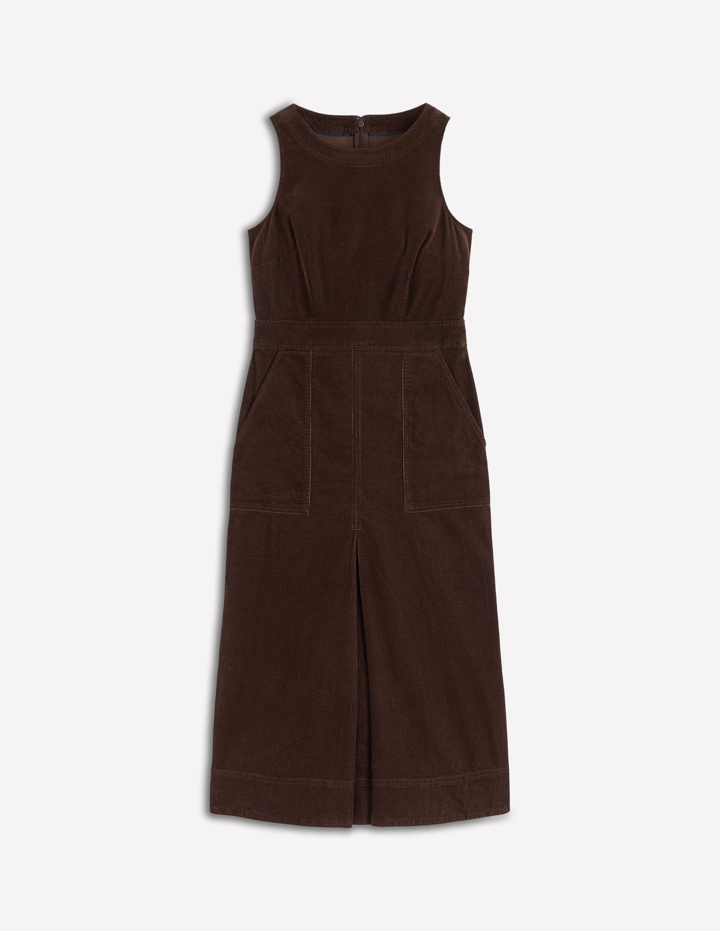 Ula Box Pleat Cord Midi Dress-Espresso