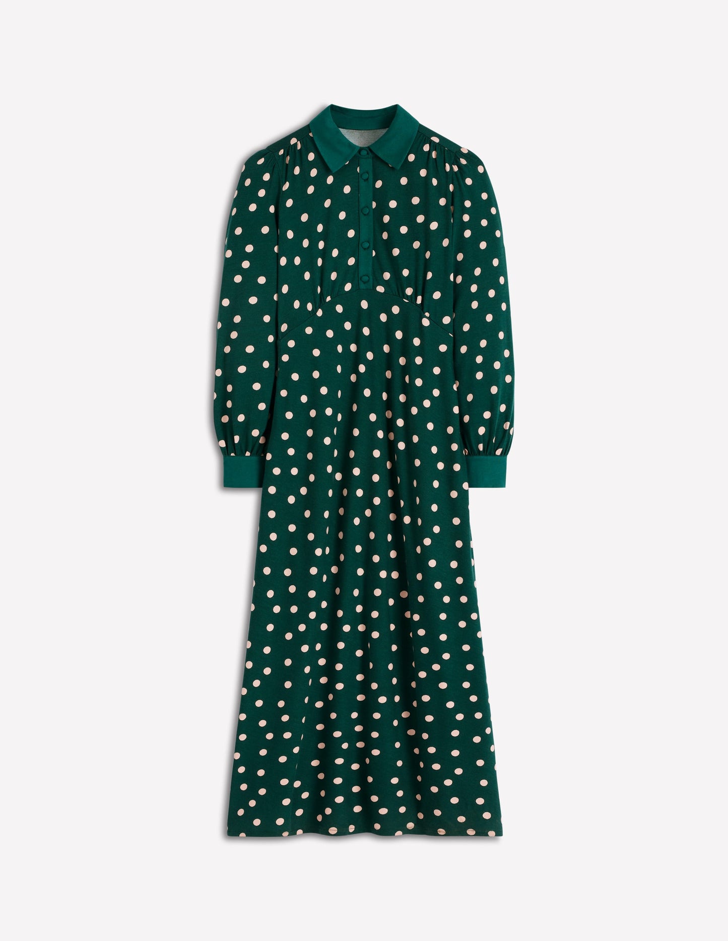 Empire Waistline Shirt Dress-Emerald Night, Painted Dot