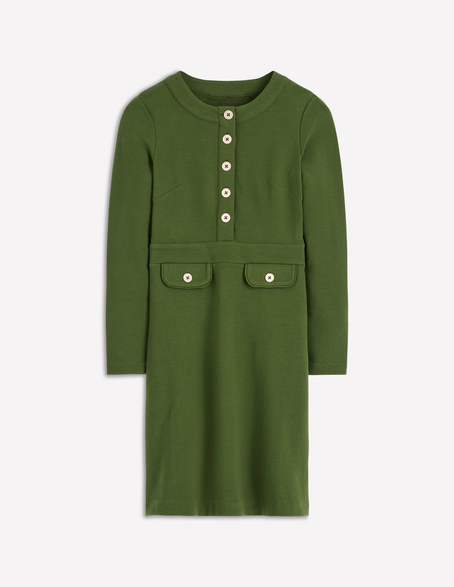 Lavinia Button Shift Dress-Douglas Fir