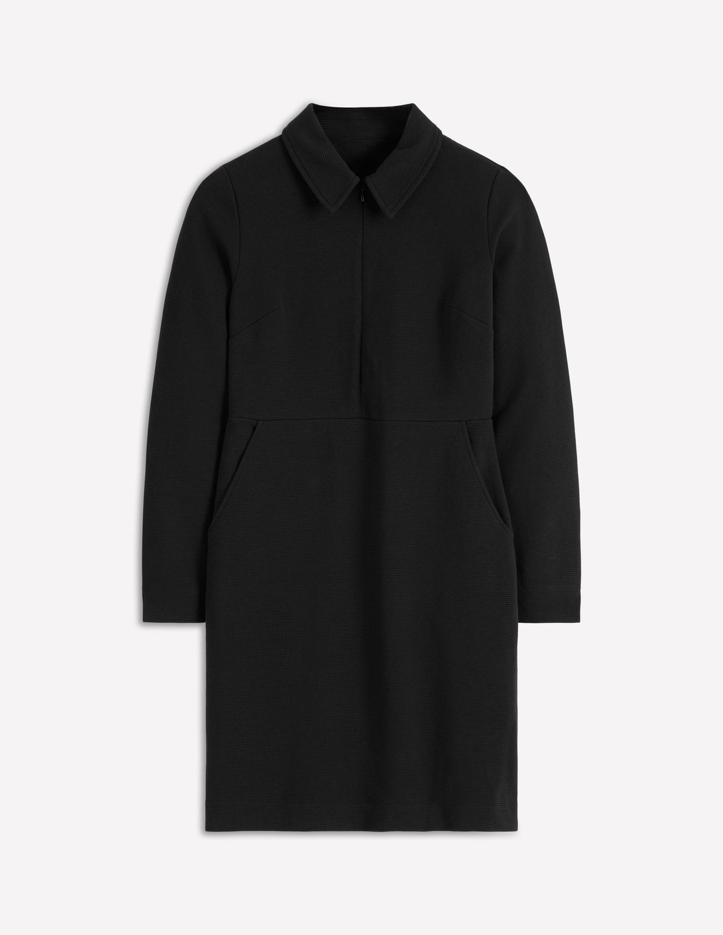 Cam Zip-up Ottoman Dress-Black