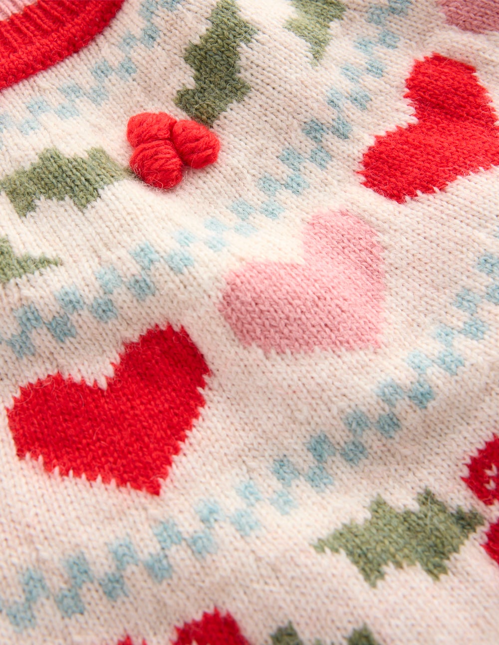 Edie Fair Isle Sweater-Oatmeal Melange, Holly