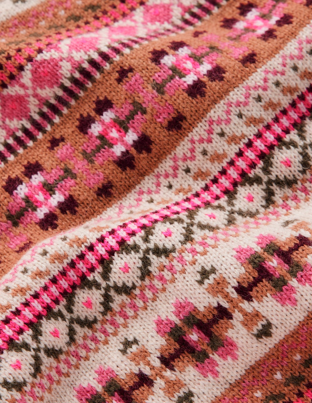 Edie Fair Isle Vest-Pink Heritage Fair Isle