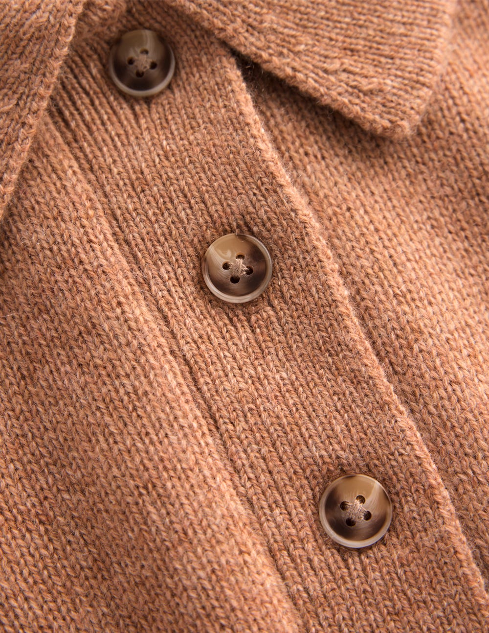 Collared Cashmere Sweater-Camel Melange