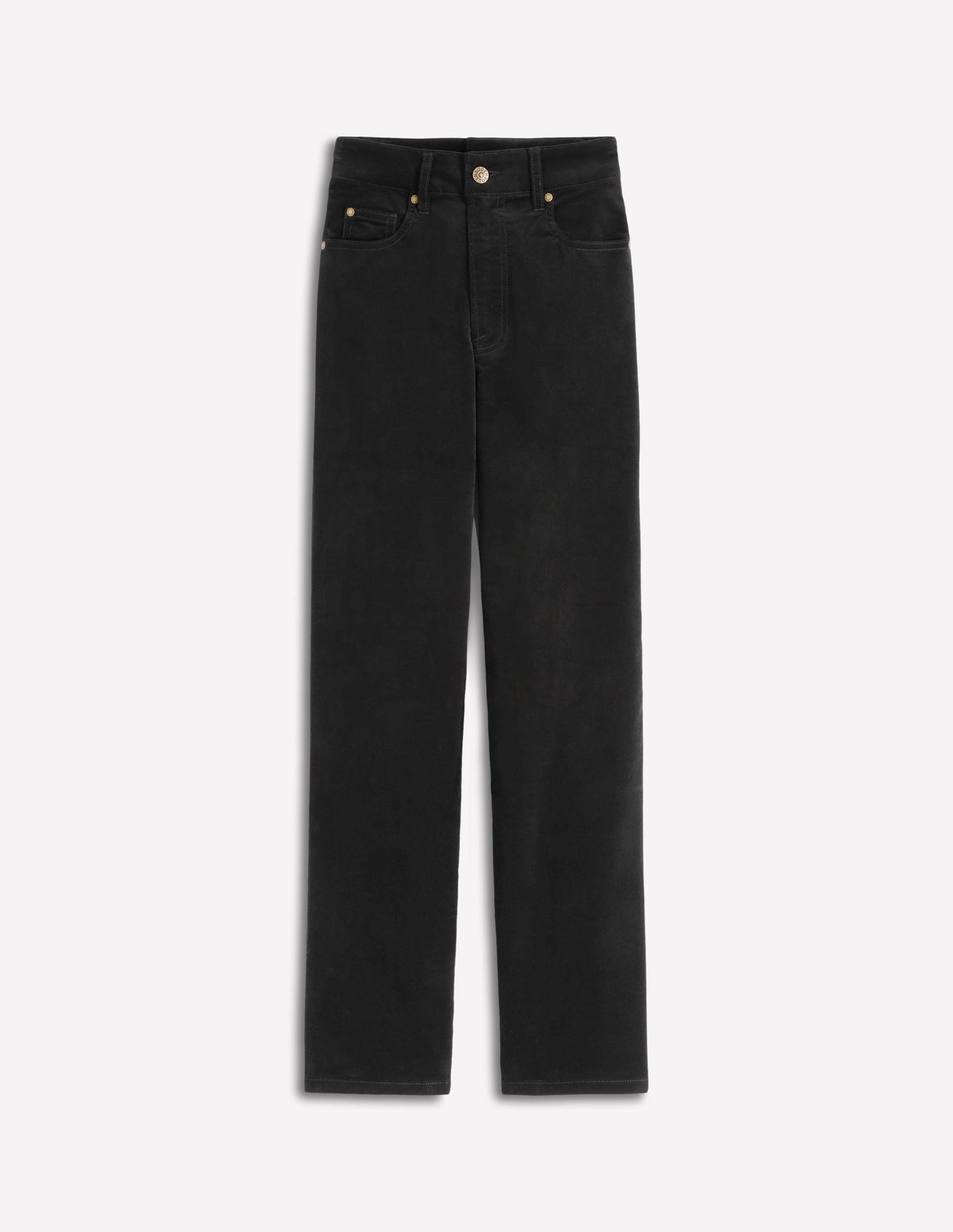 Velveteen Straight Jeans-Black
