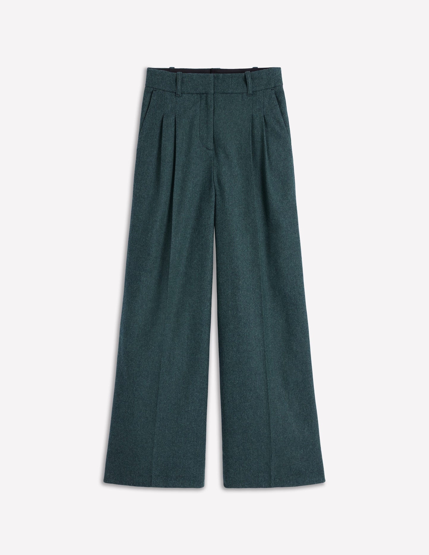 Kensington Tailored Pants-Green and Navy Herringbone