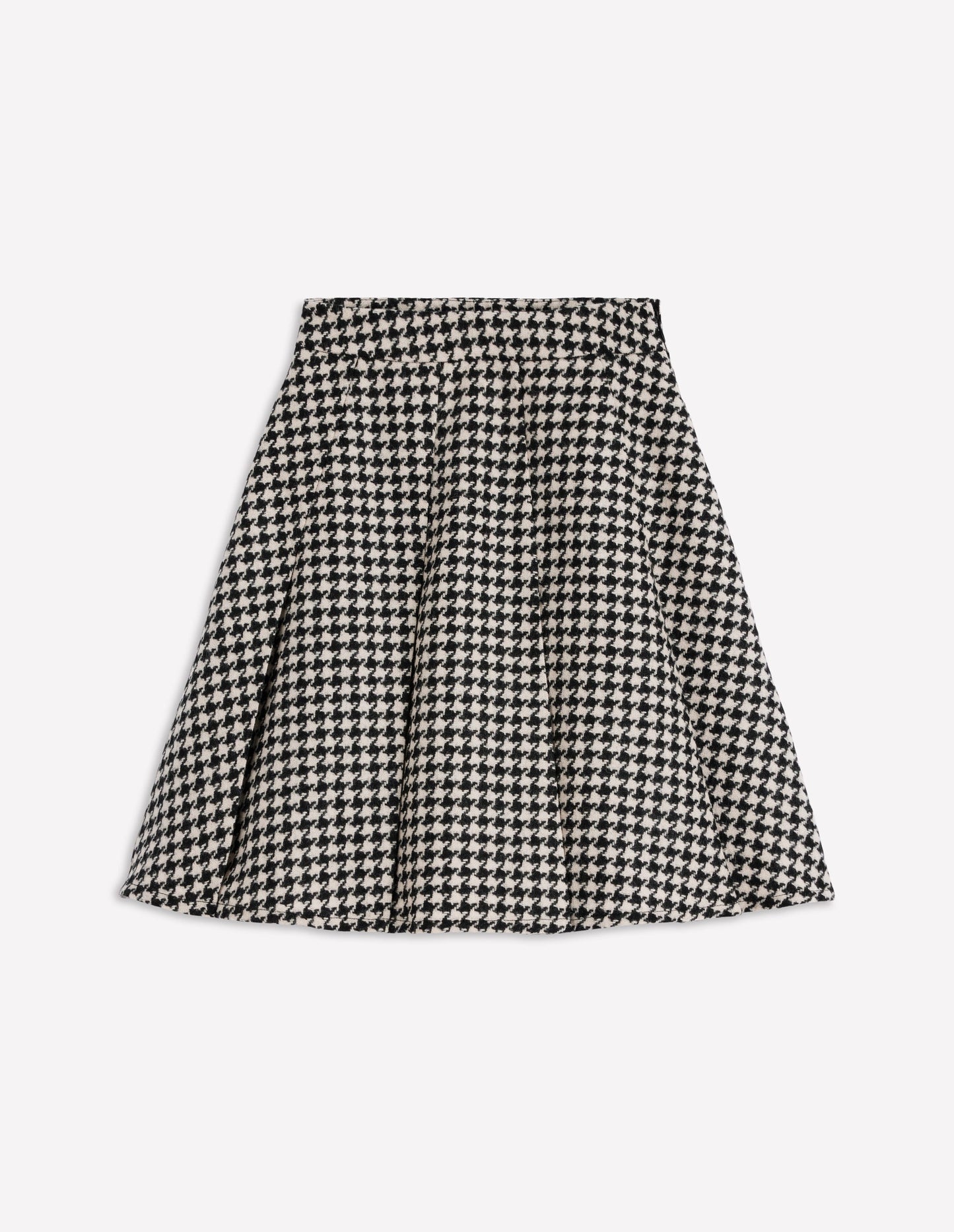 Flippy Wool Skirt-Black Dogstooth