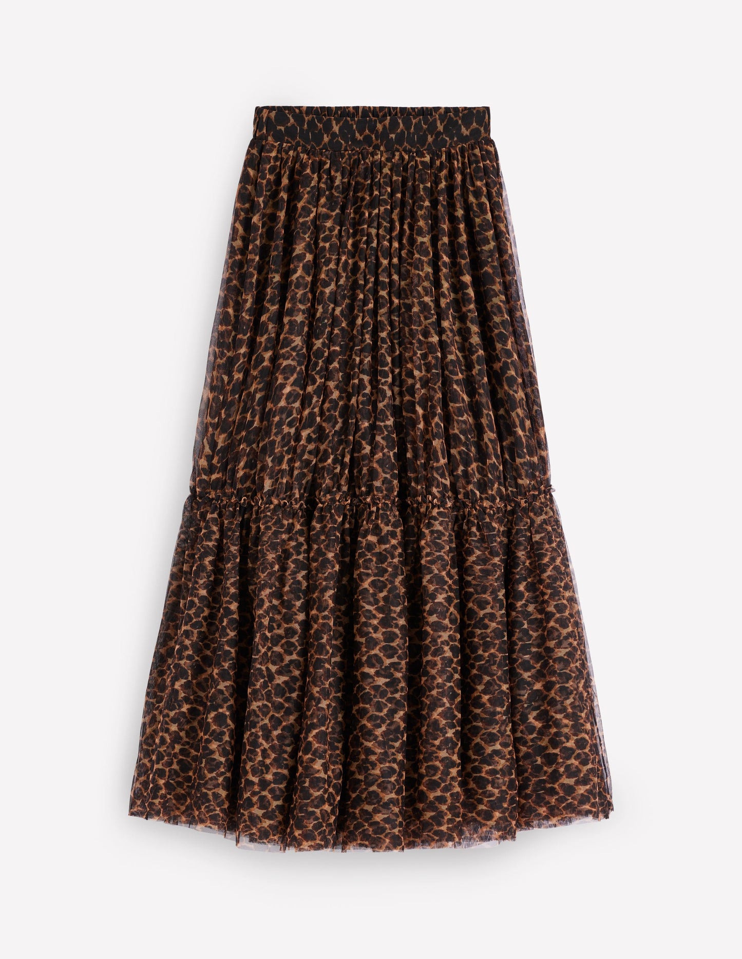 Anna Tulle Midi Skirt-Leopard