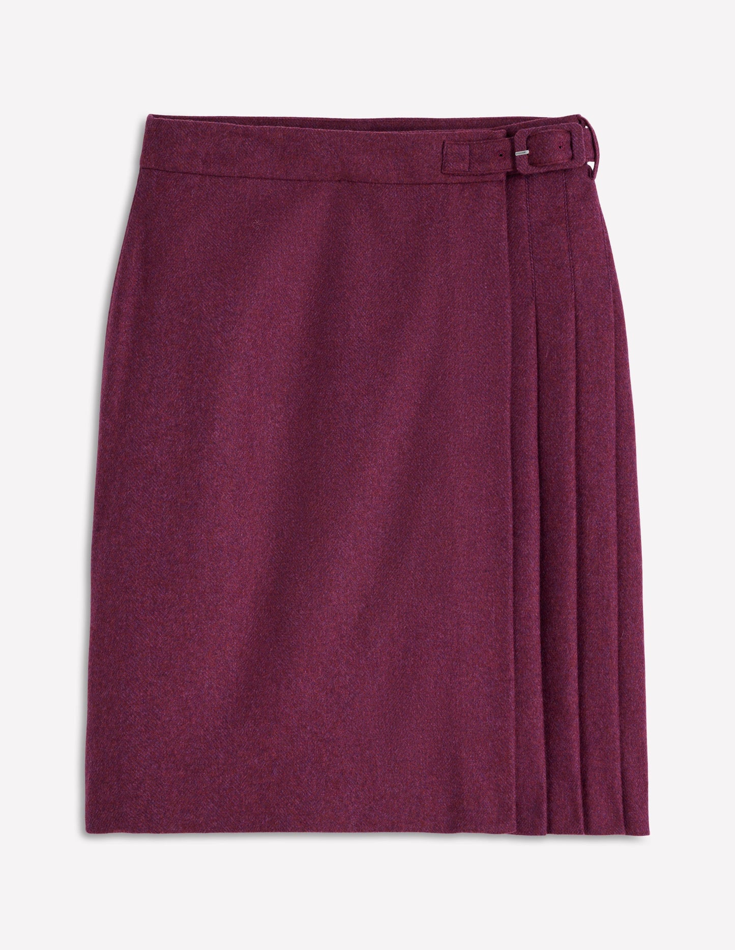Helen Wool Kilt Skirt-Maroon and Purple Herringbone