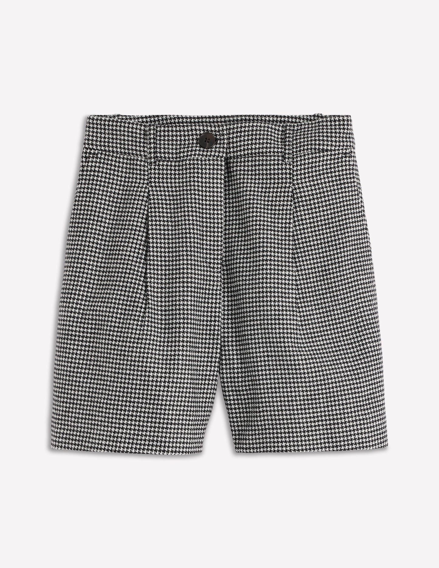 Wool Tailored Shorts-Black and Ivory Puppytooth