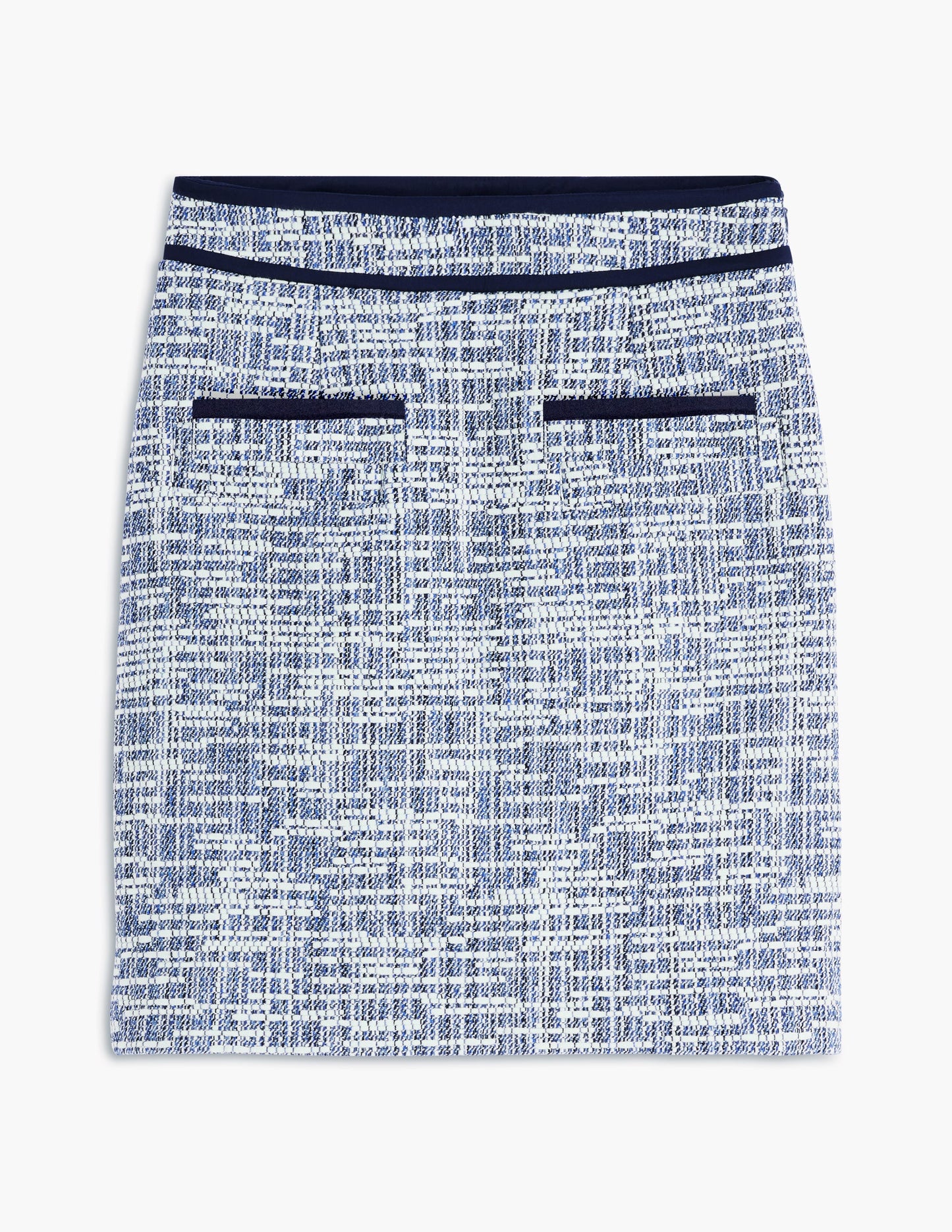 Textured A Line Skirt-Navy Texture