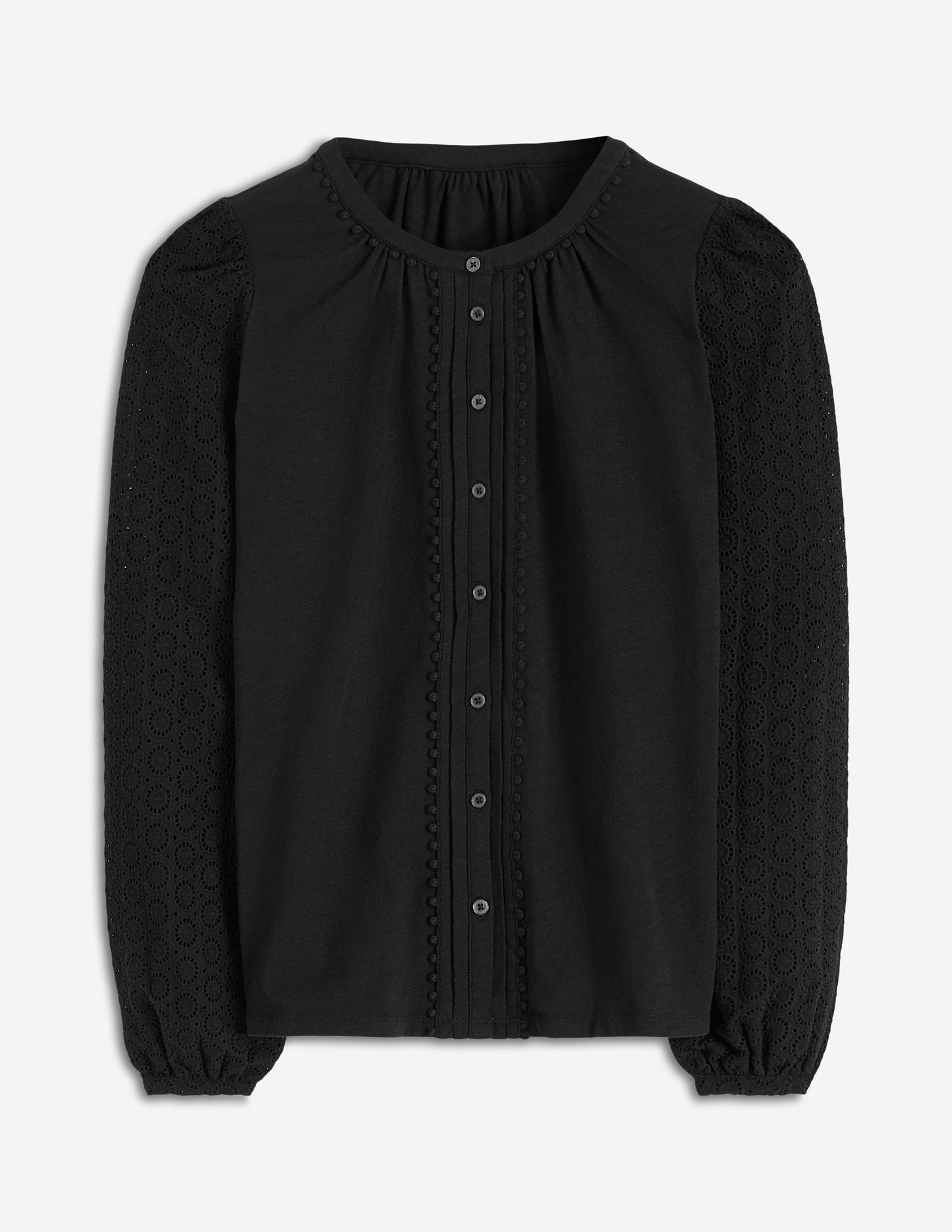 Eden Broderie Jersey Shirt-Black