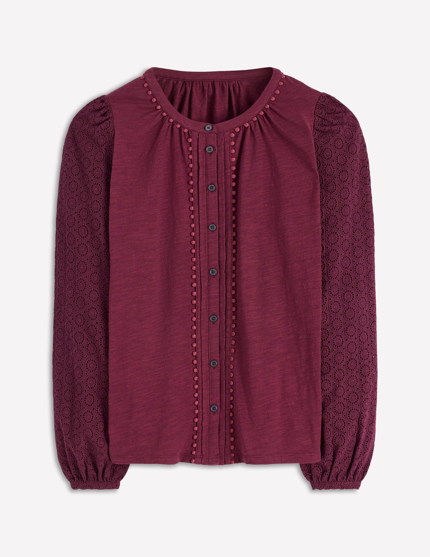 Eden Broderie Jersey Shirt-Deep Wisteria