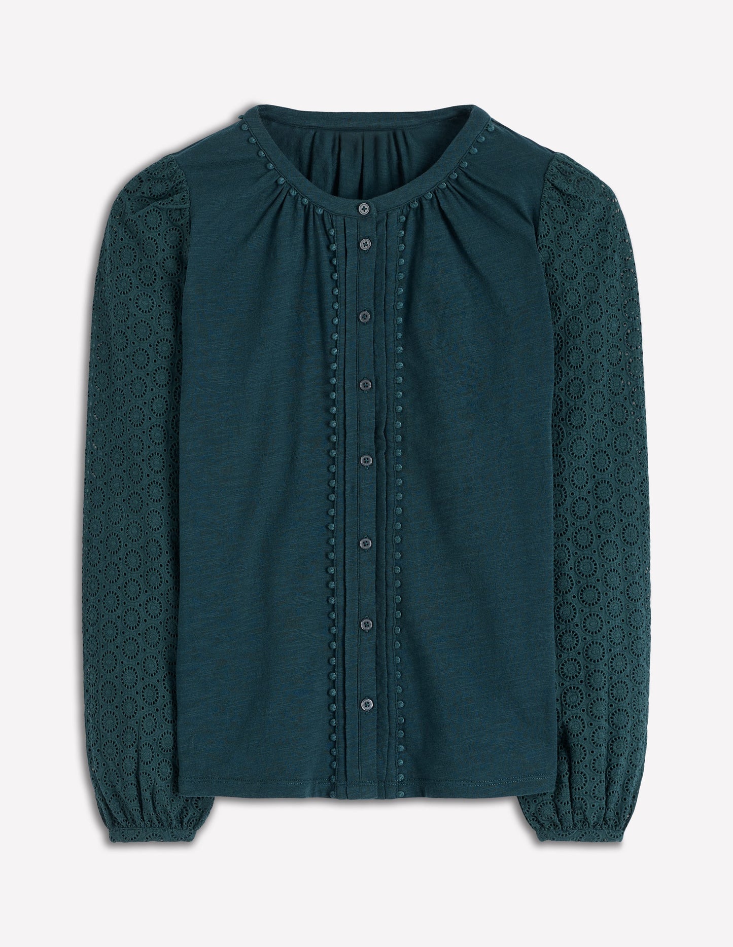 Eden Broderie Jersey Shirt-Midnight Teal