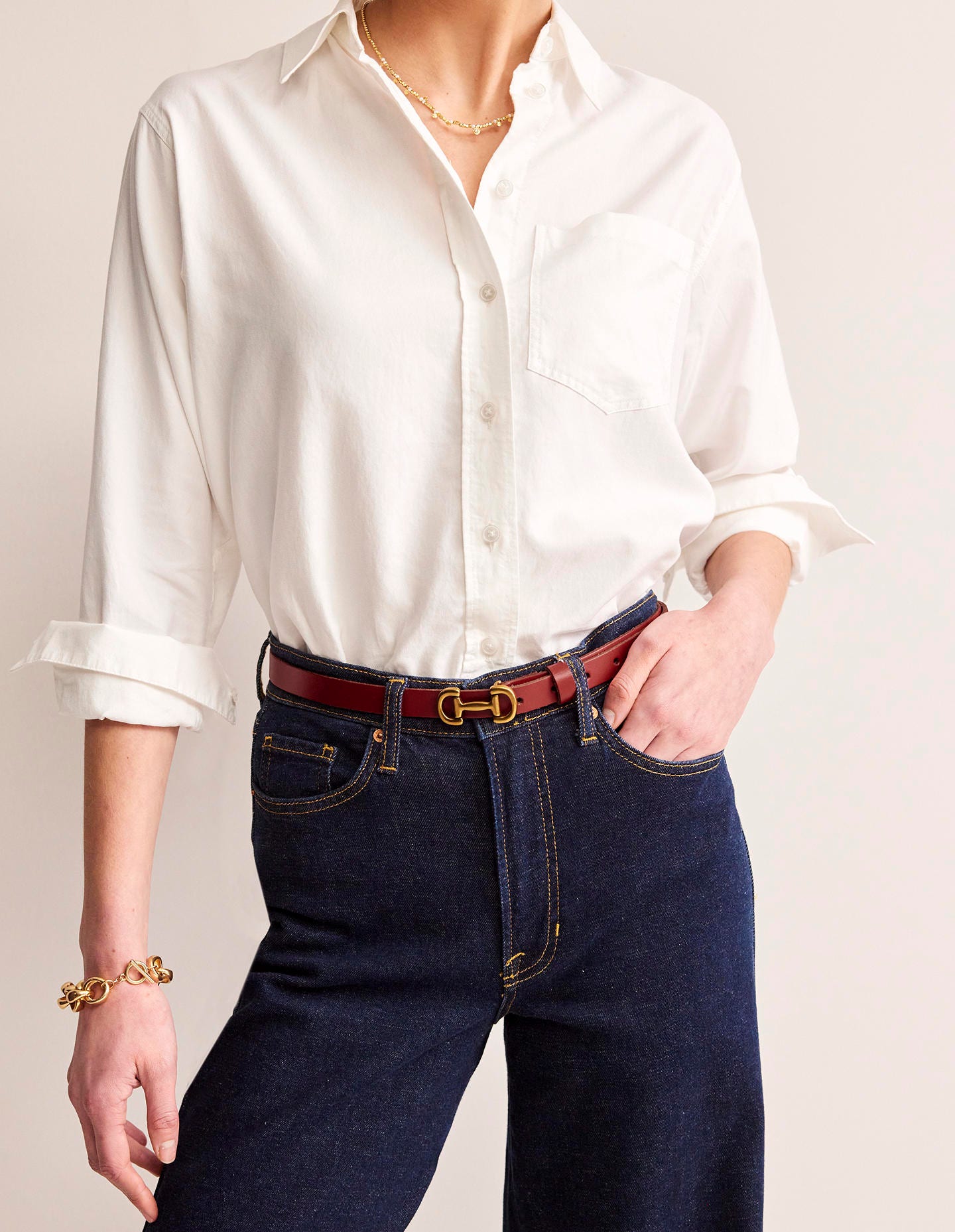 Iris Skinny Snaffle Trim Belt-Red Boden USA