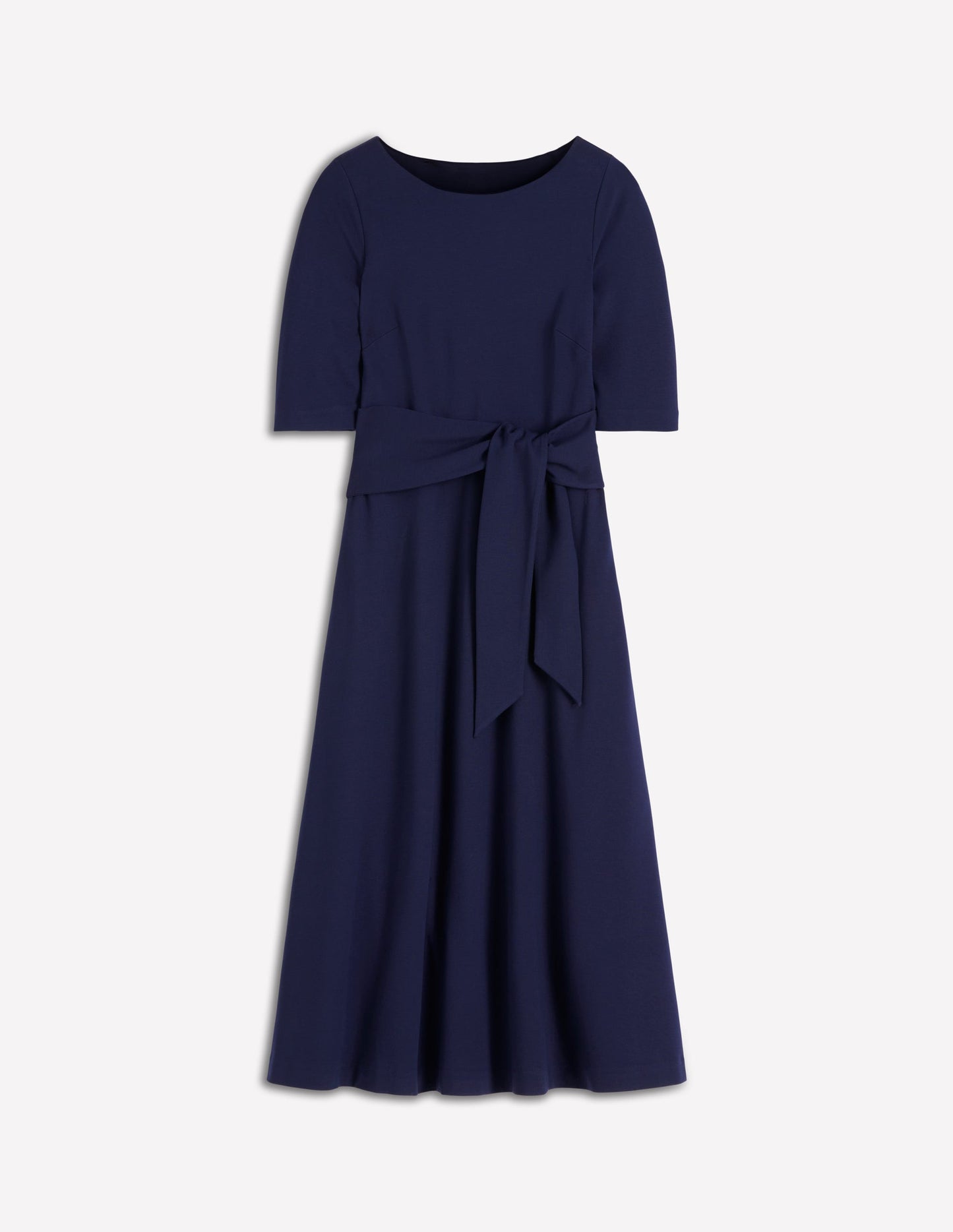 Mathilde Tie Waist Ponte Dress-Navy