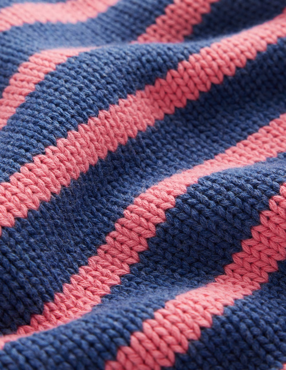 Lucy Chunky Cotton Sweater-Blue, Pink Stripe