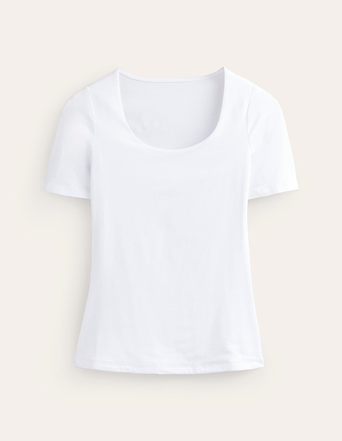 Double Layer Scoop T-shirt-White