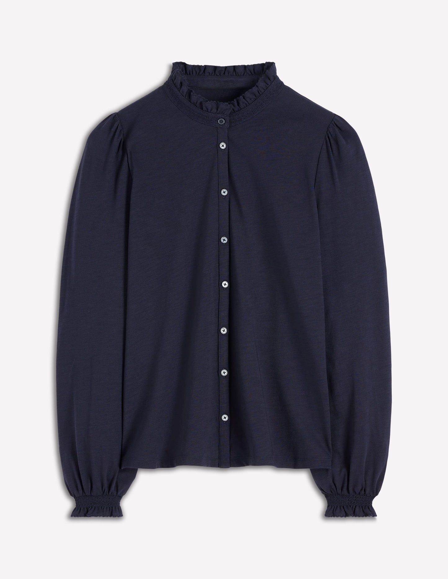 Effie Smocked Detail Shirt-Navy