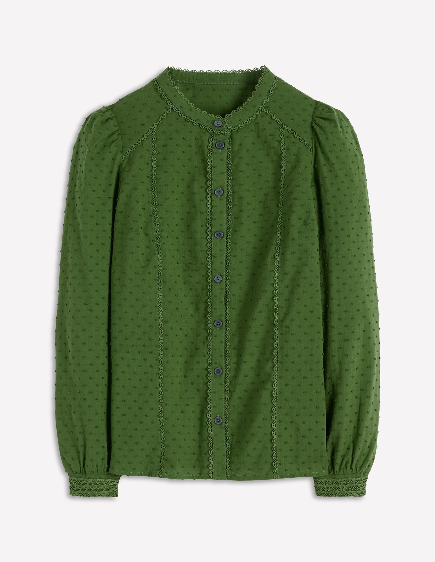 Rhea Cotton Dobby Top-Promenade Green