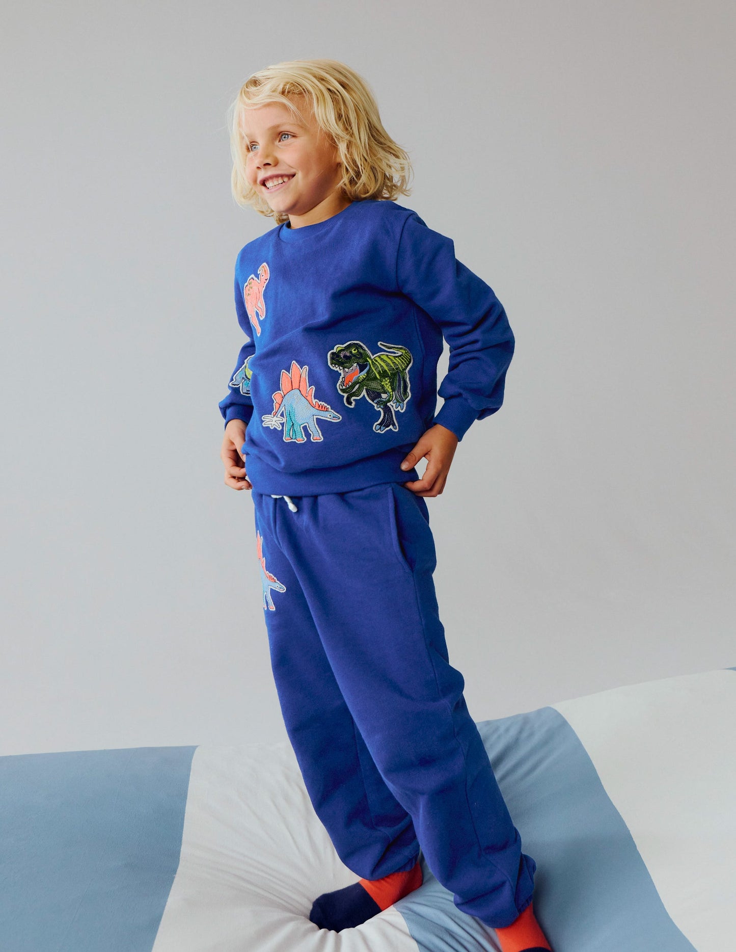 Badge Sweatshirt-Sapphire Blue Dinos