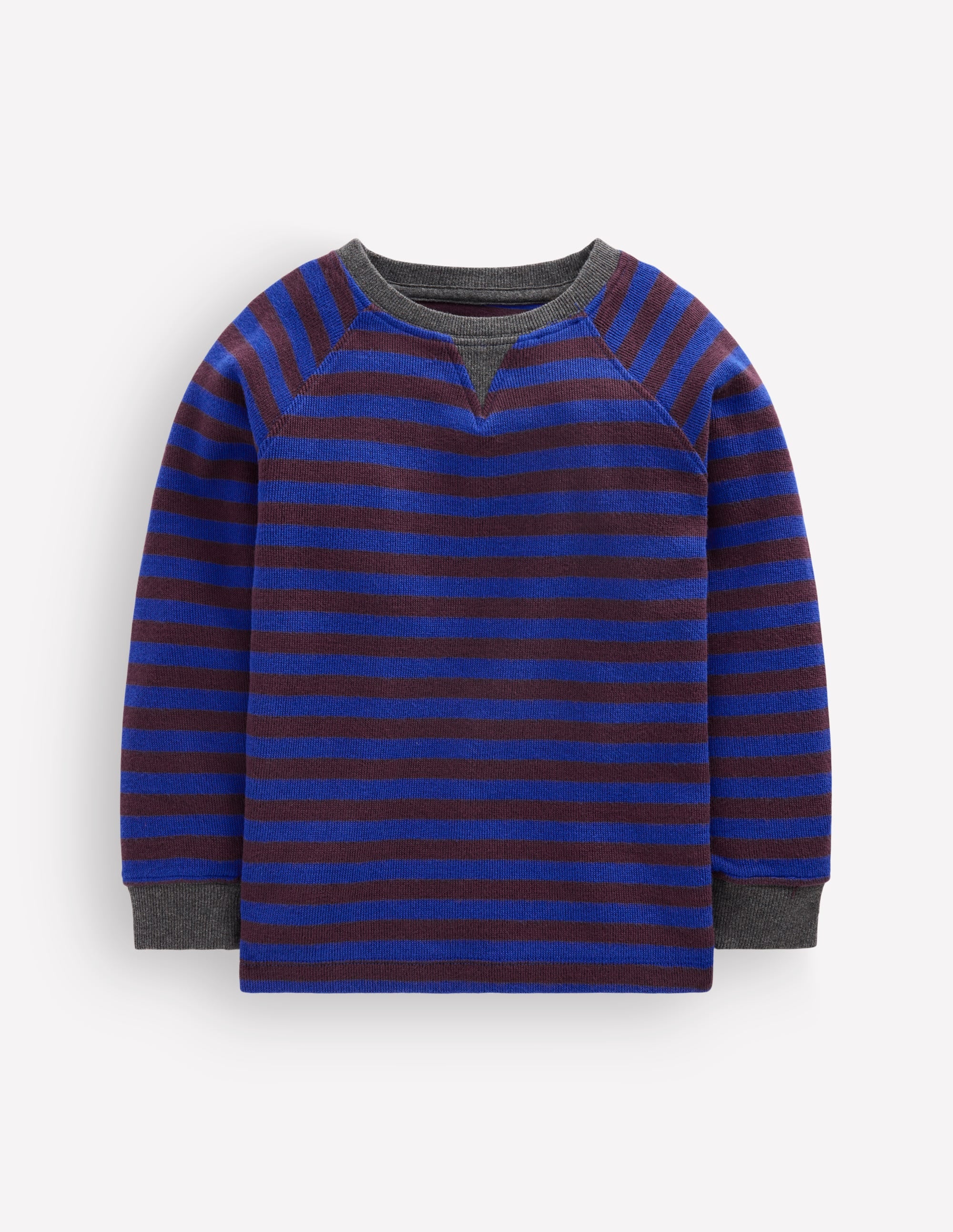 Cosy Textured Stripe T - shirt - Bright Blue / Chocolate Brown