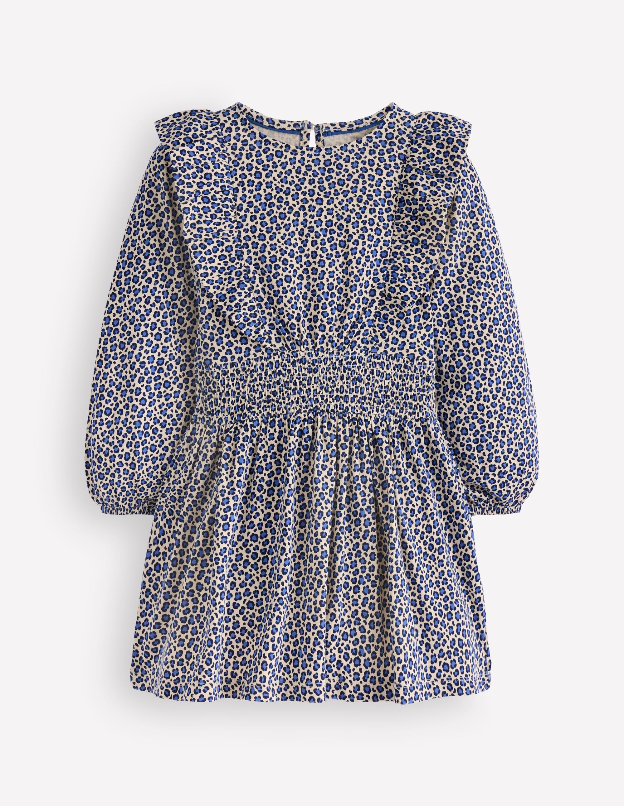 Boden Girls Suki Shirred Jersey Dress in Blue