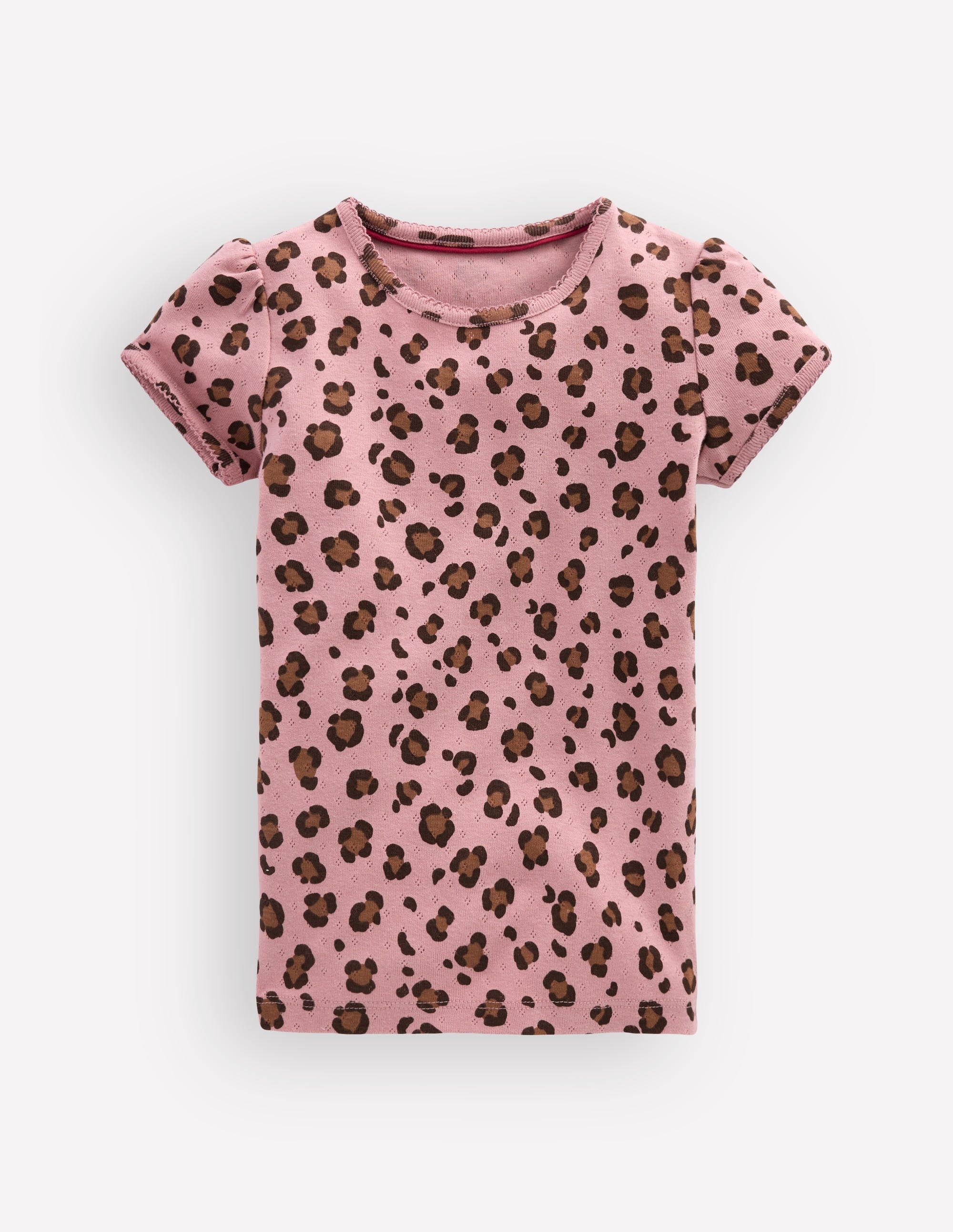 Short Sleeve Pointelle Top-Vintage Pink Leopard | Boden USA