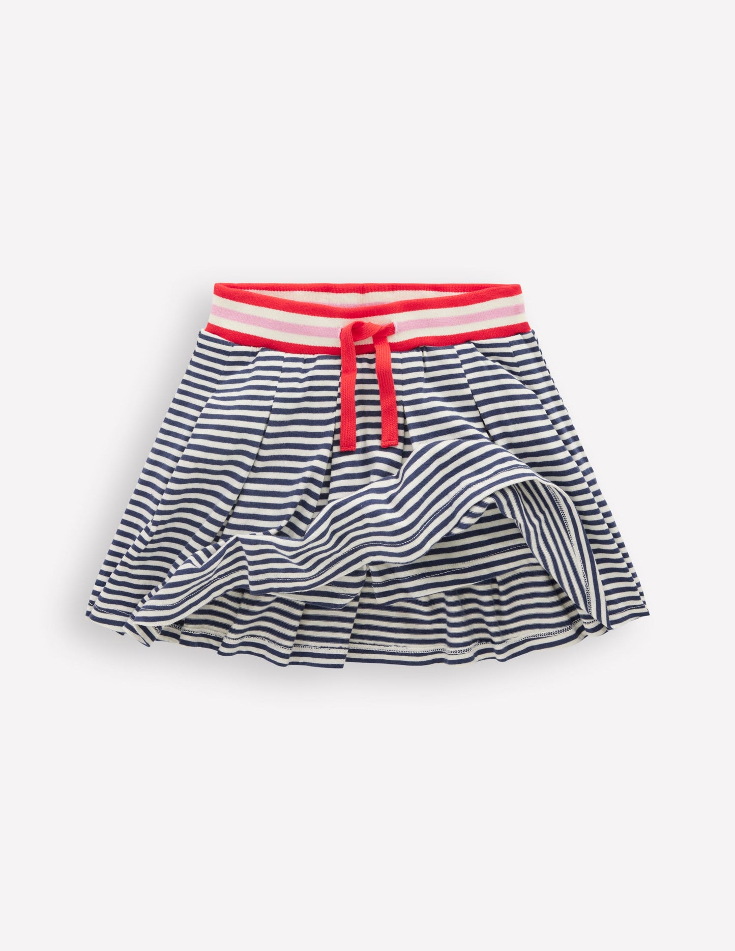 Pleated Jersey Skort-Navy Stripe