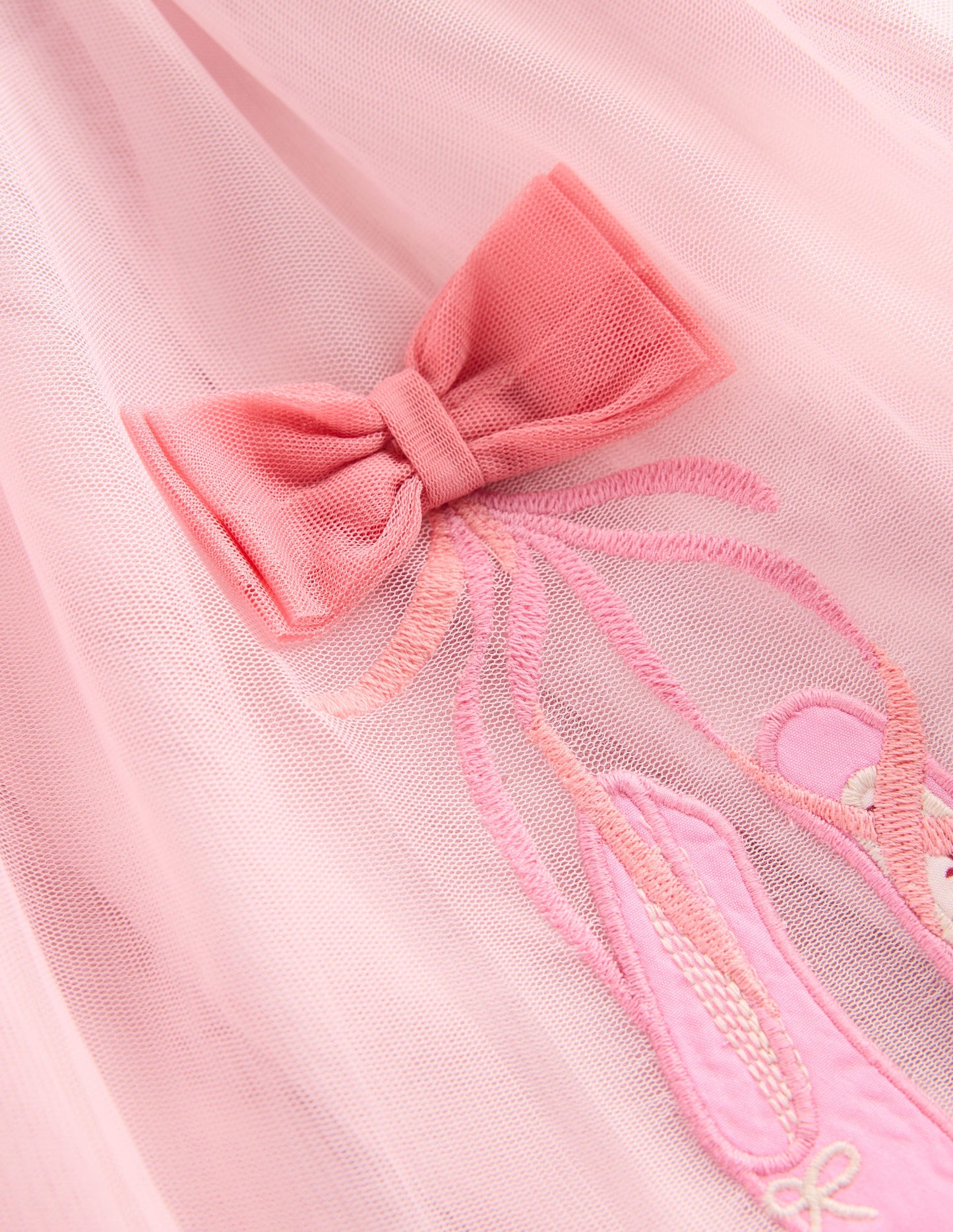 Short Sleeve Logo Tulle Dress-French Pink Ballet Shoes