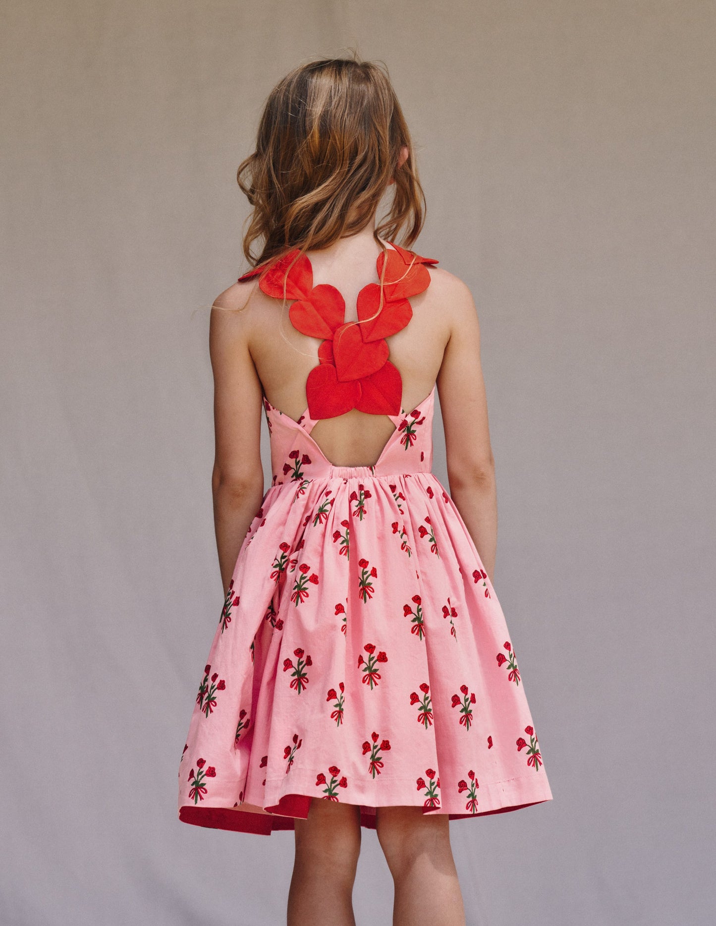 Fun Cross-back Strap Dress-Bubblegum Pink Posy